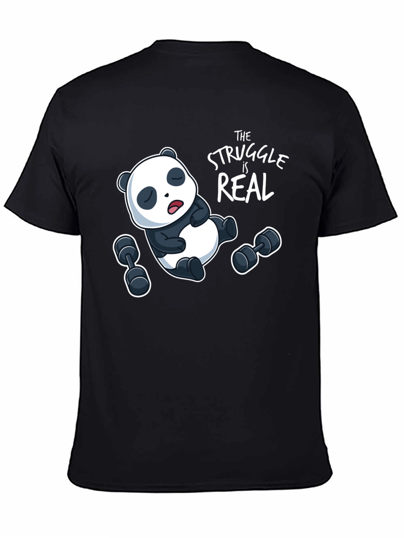 Black Funny Panda Workout T-Shirt view 4