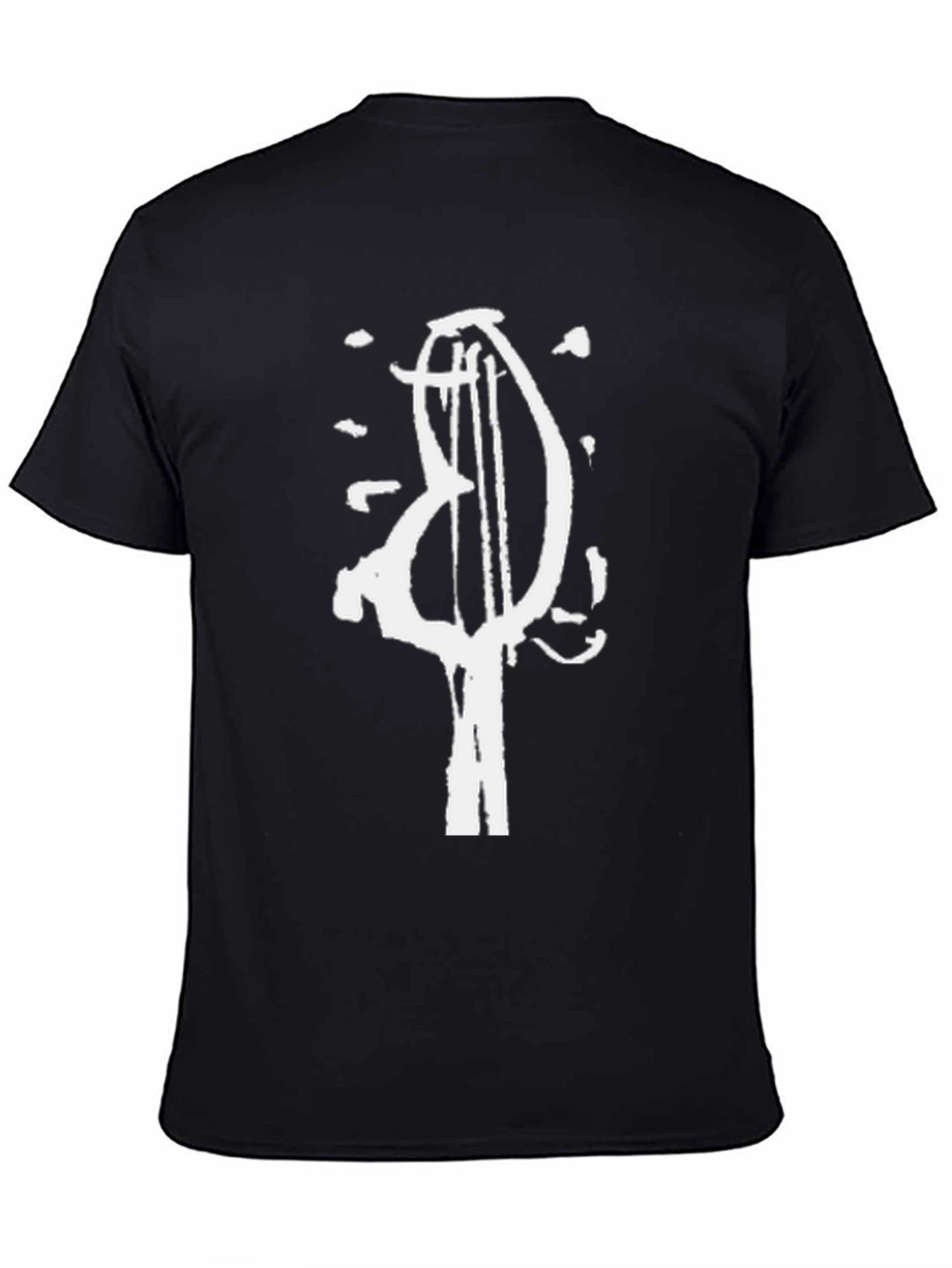 Black Black T-Shirt with Abstract Musical Instrument Graphic view 4