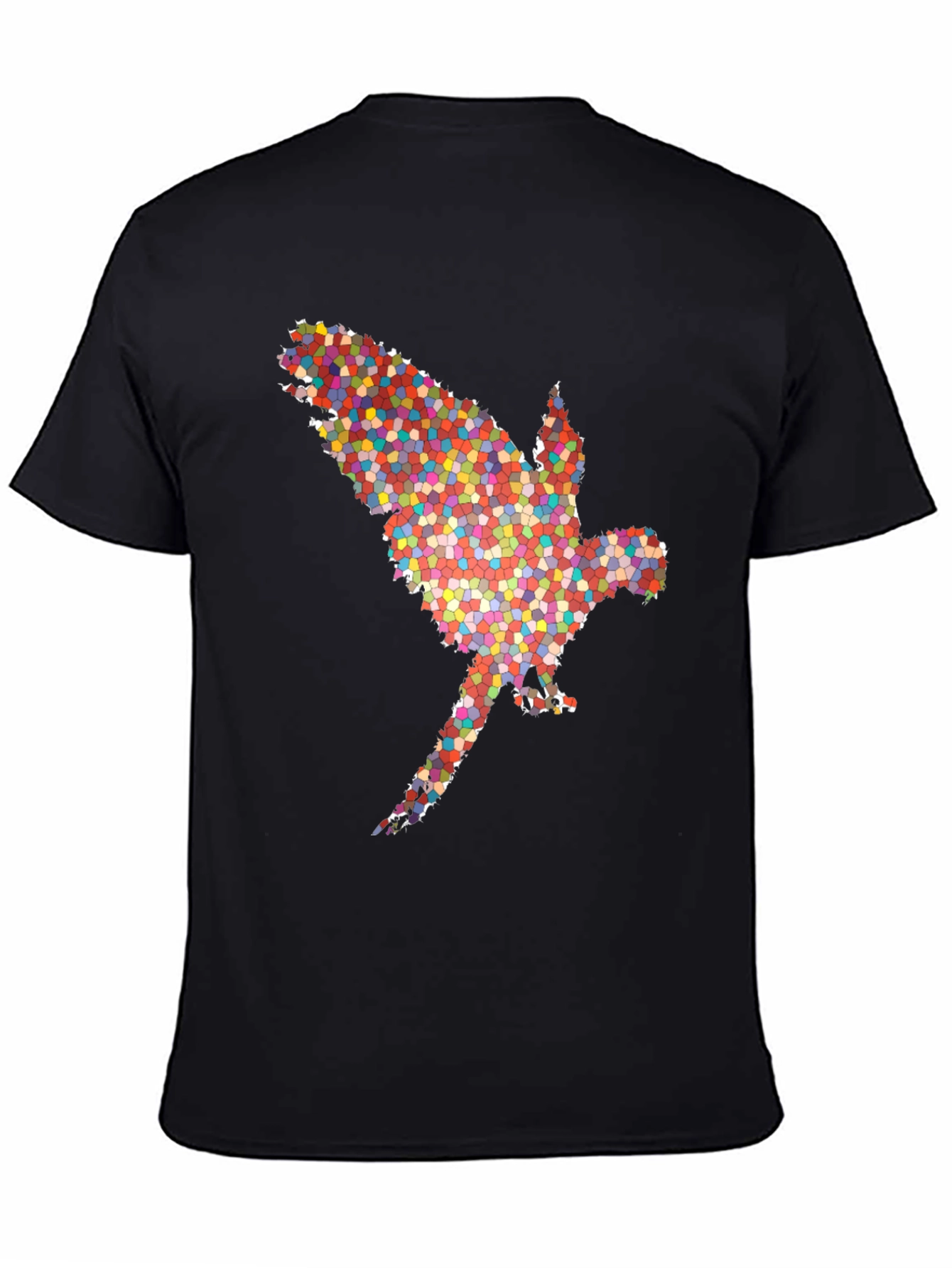 Black Abstract Parrot Graphic Tee - Black Cotton T-Shirt view 4