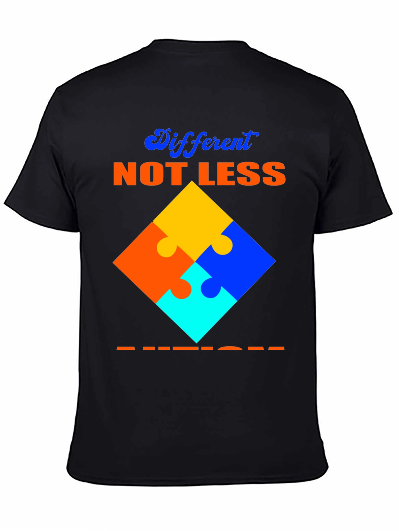 Black Autism Awareness T-Shirt Different Not Less Puzzle Design view 4