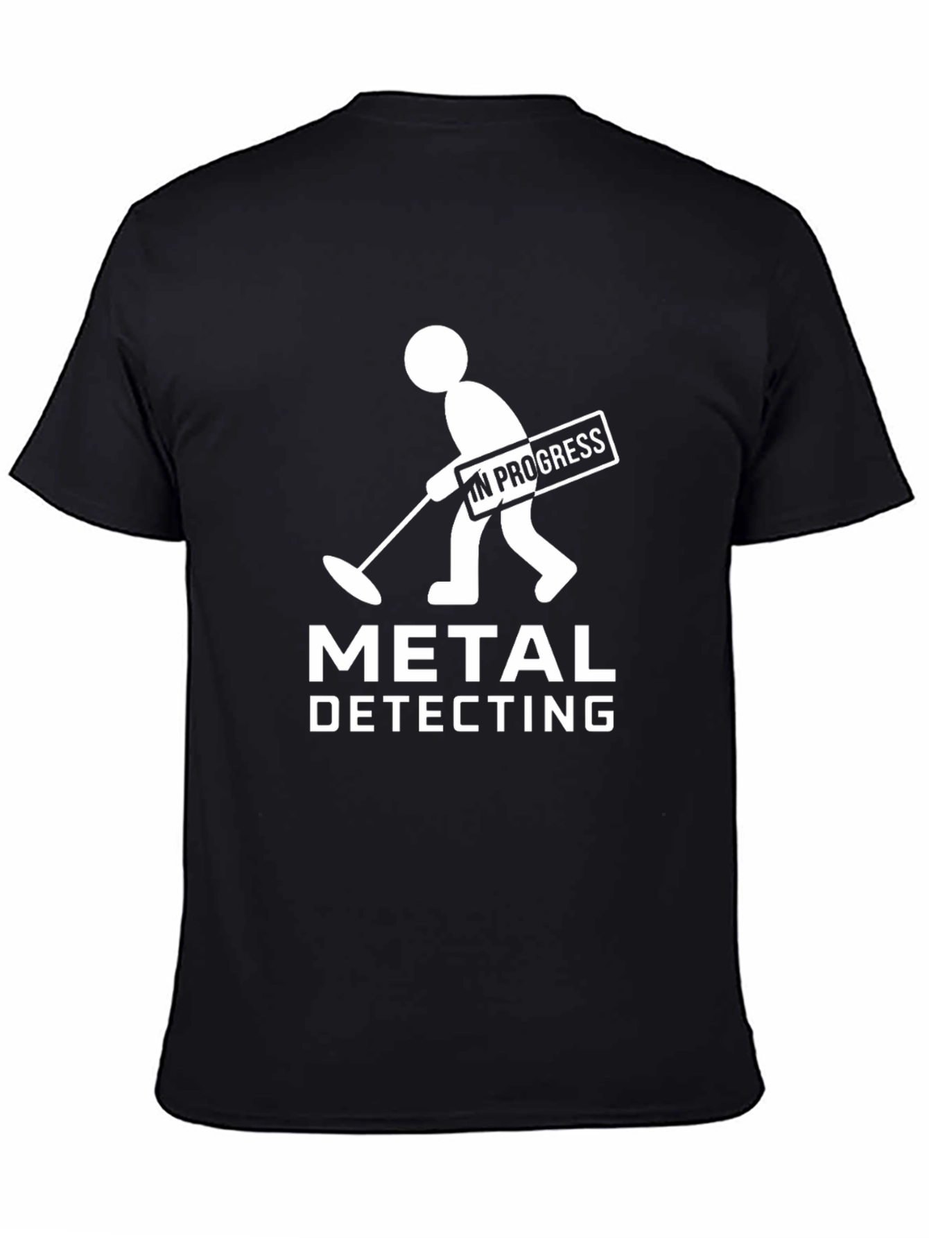 Black Metal Detecting In Progress Funny Black T-Shirt view 4