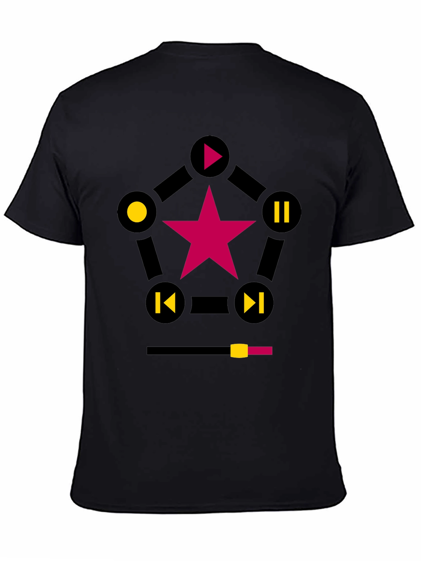 Black Starry Music Player Graphic T-Shirt view 4