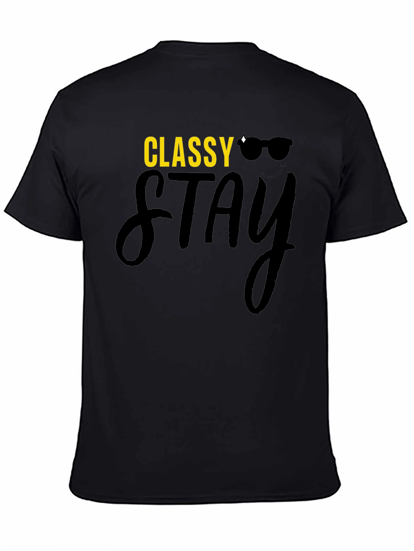 Black Classy Stay Black Graphic T-Shirt view 4