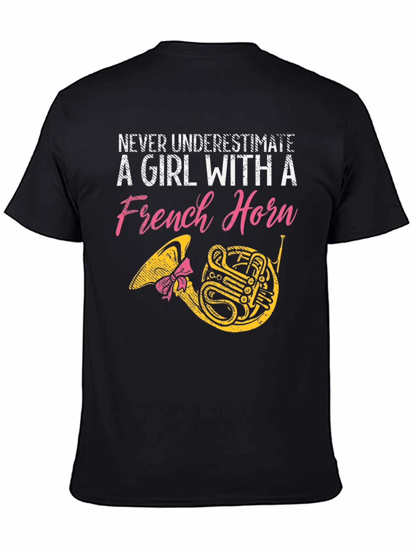 Black Never Underestimate a Girl with a French Horn T-Shirt view 4