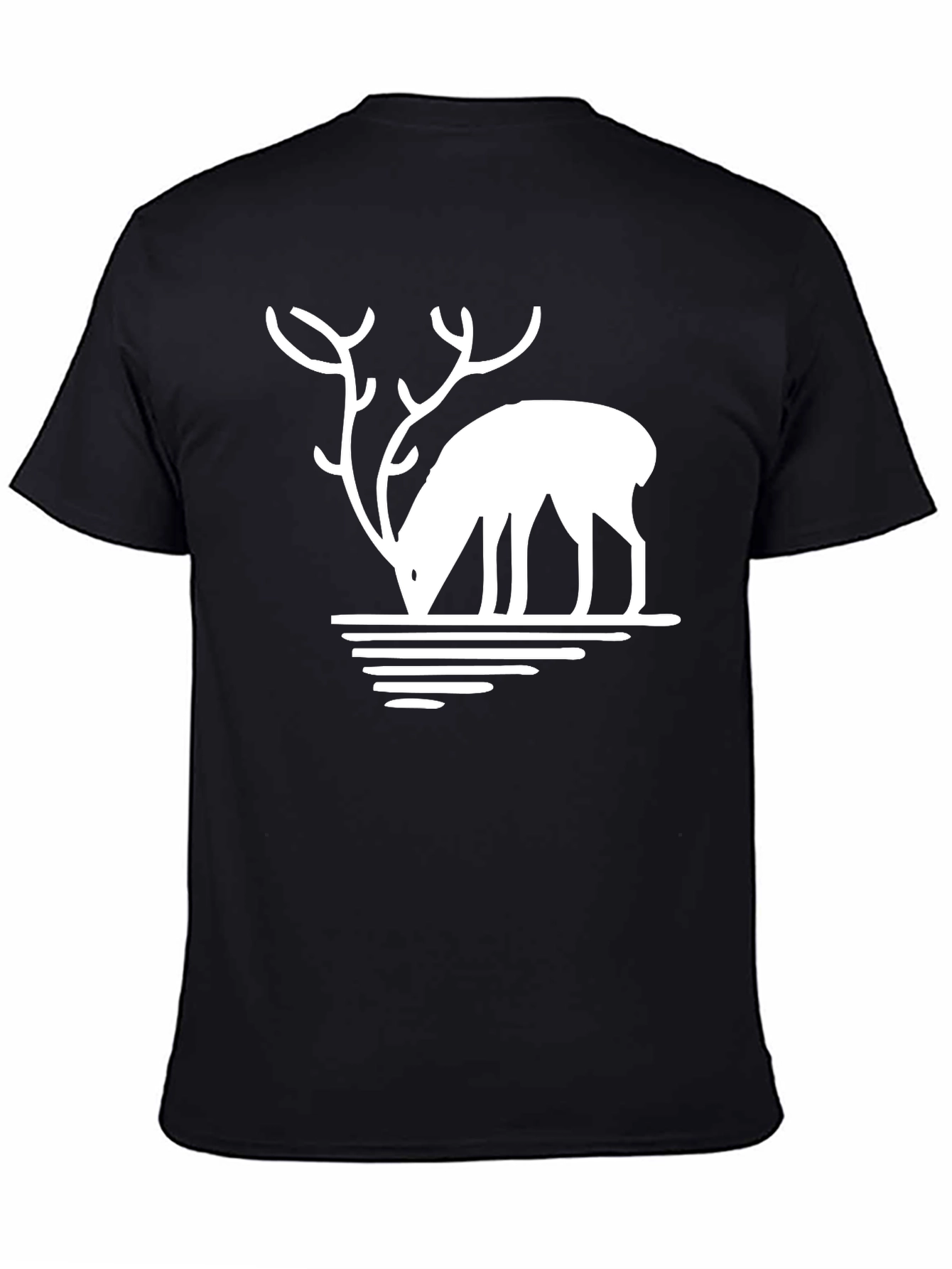 Black Deer Silhouette Graphic Tee - Black Casual T-Shirt view 4