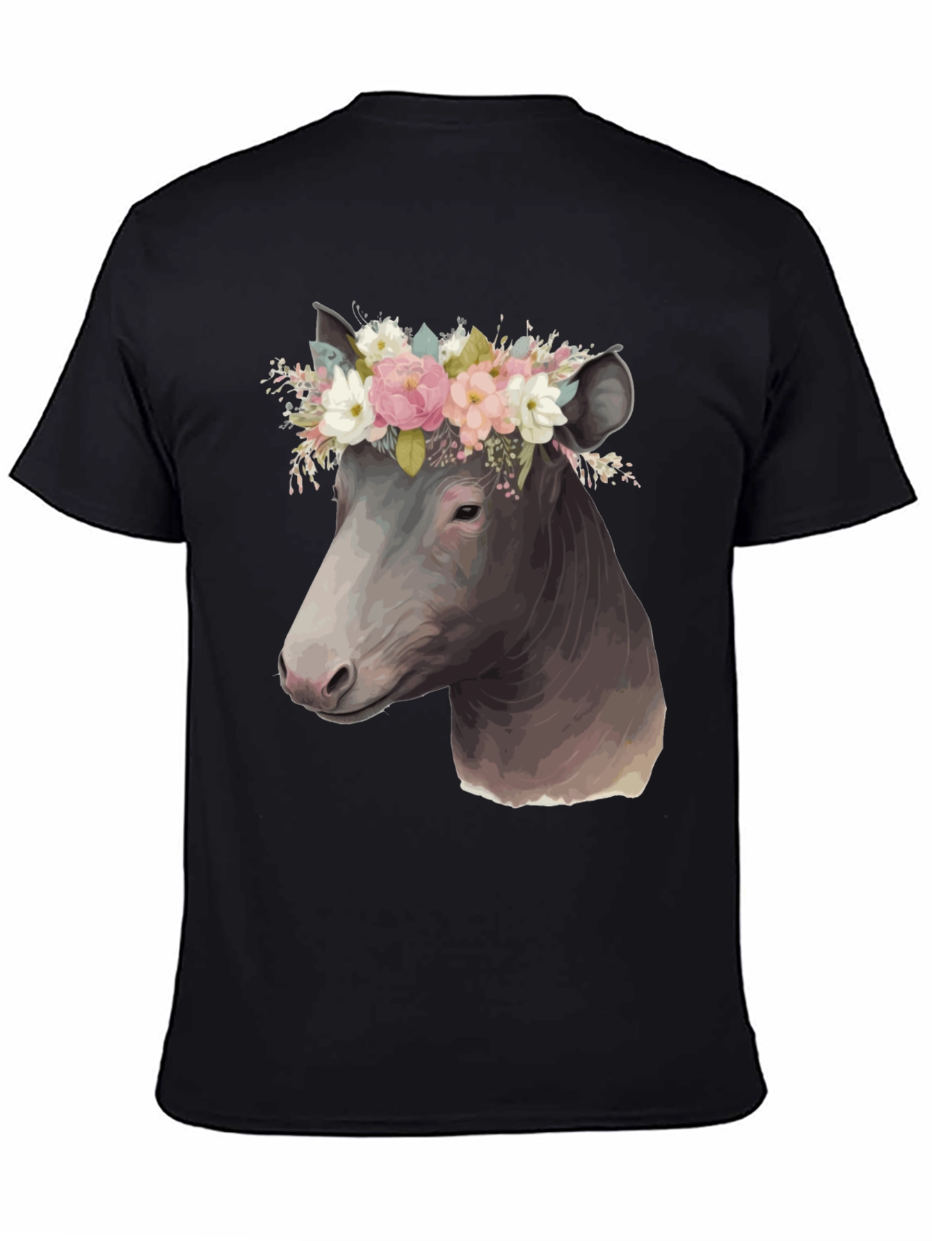 Black Cow Floral Crown T-Shirt view 4