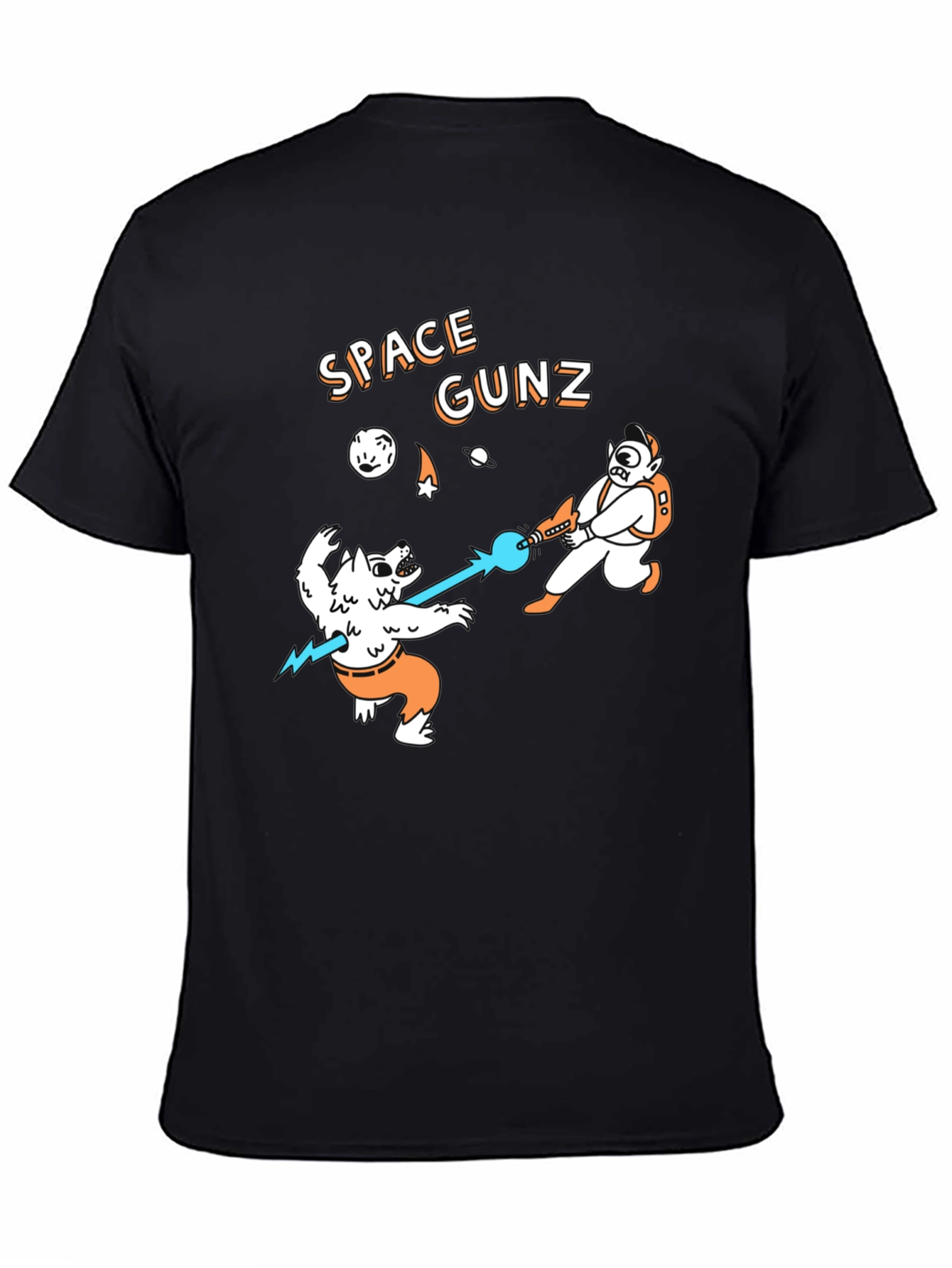 Black Space Gunz Graphic Tee - Unique Design Black T-Shirt view 4