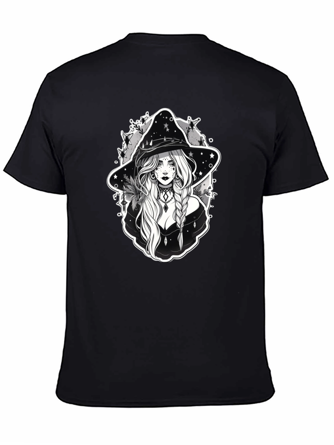Black Witch Graphic T-Shirt - Black Cotton Tee view 4