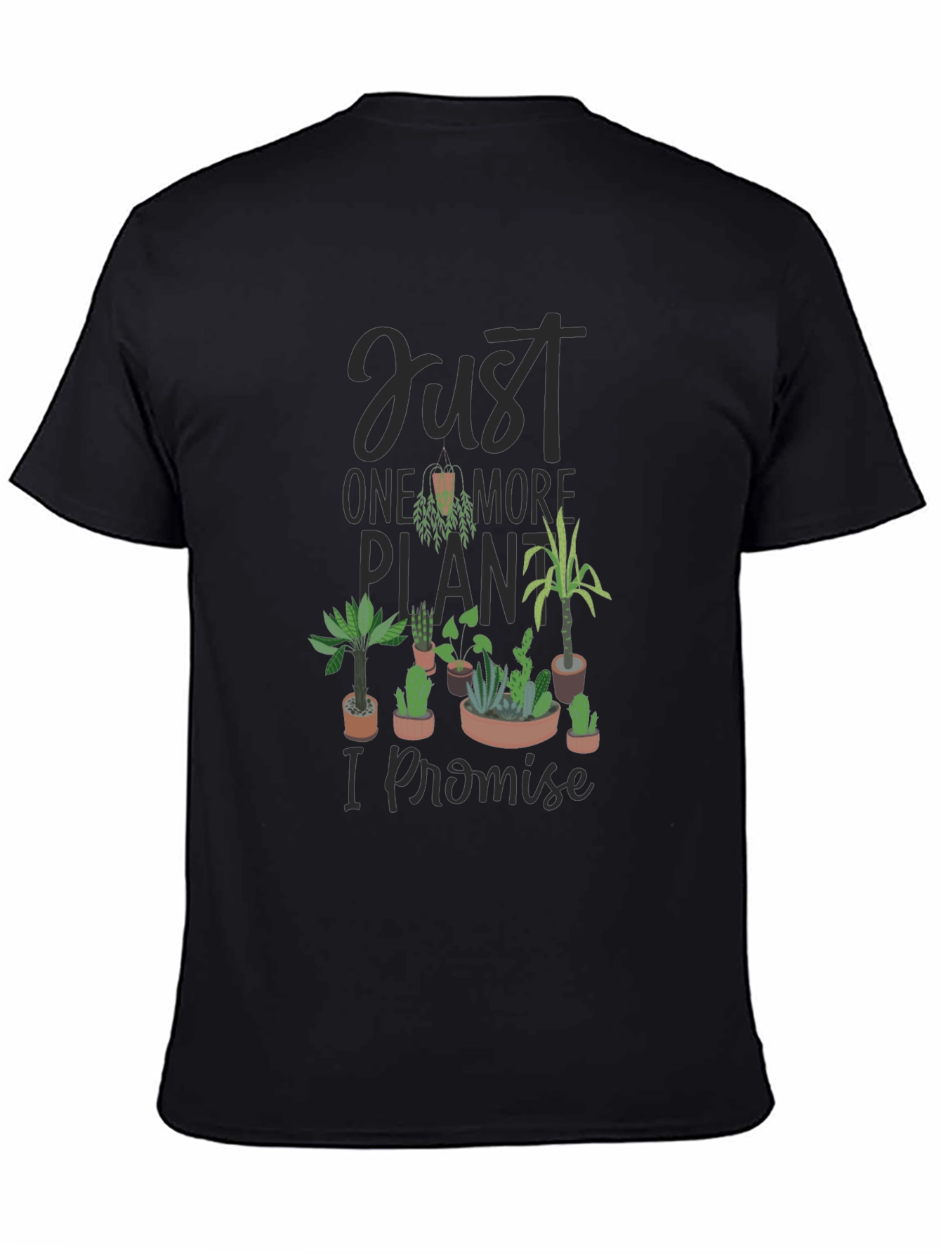 Black Just One More Plant Graphic Tee - Black Unisex view 4