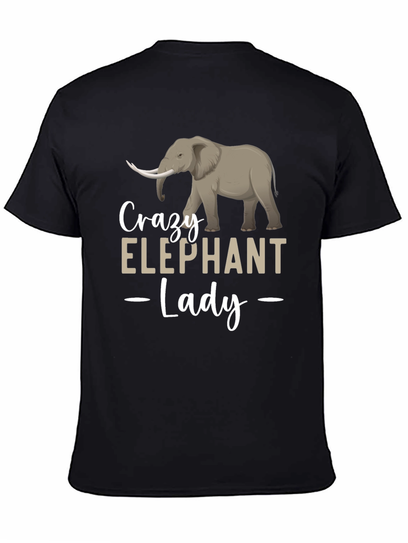 Black Crazy Elephant Lady Graphic Tee view 4