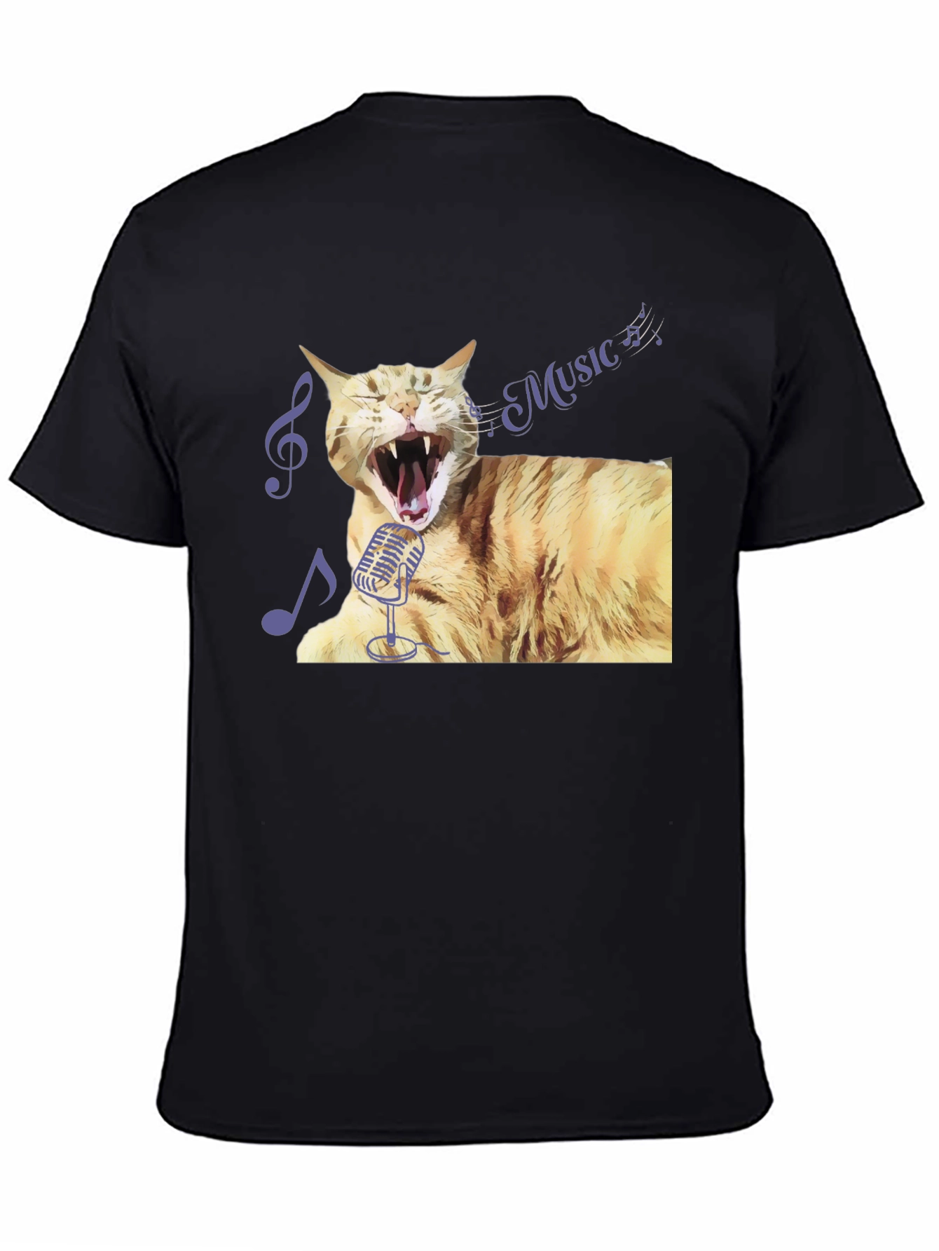 Black Singing Cat T-Shirt - Music Lover Tee view 4