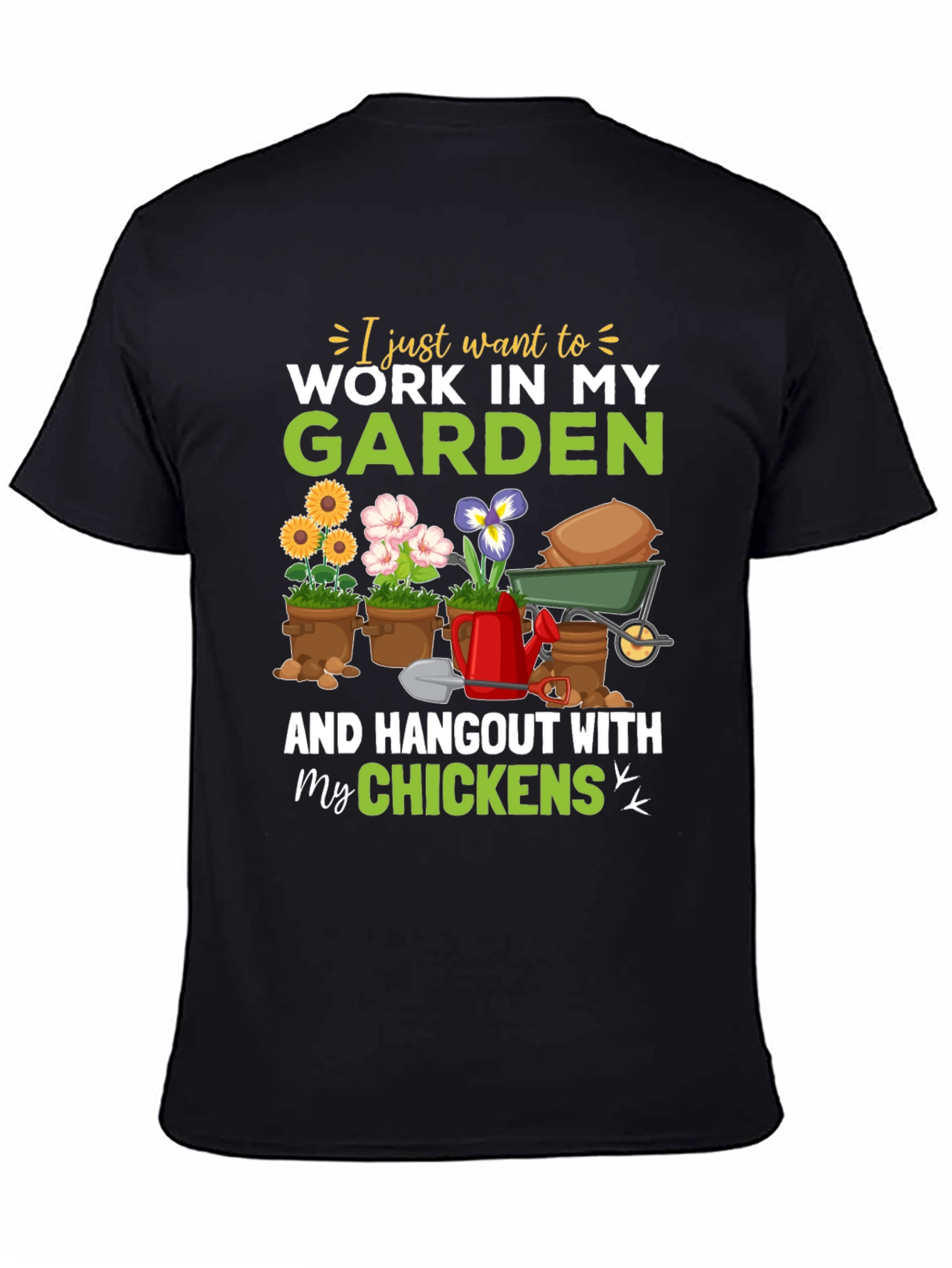 Black Gardening & Chicken Lover T-Shirt view 4