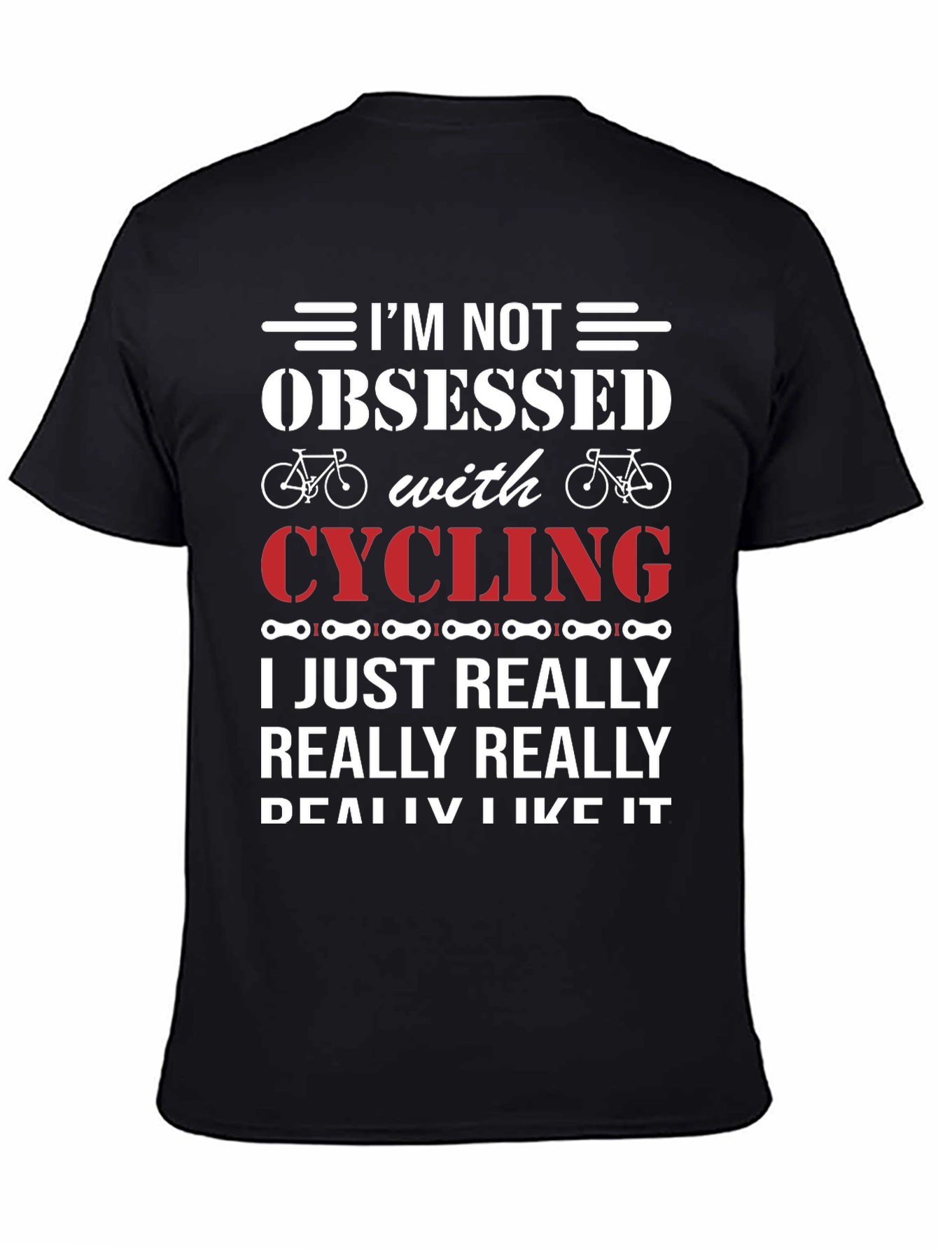Black Cycling Obsessed T-Shirt - Funny Biker Gift view 4