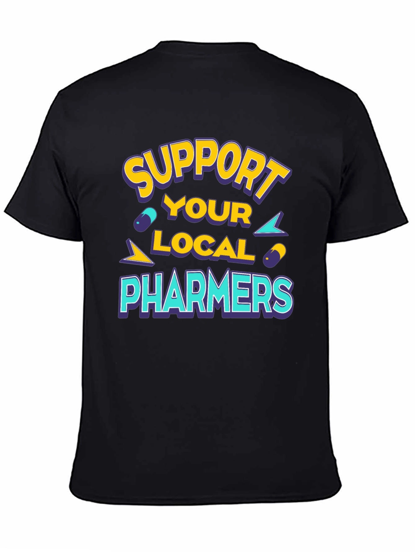 Black Support Your Local Pharmers Black T-Shirt view 4