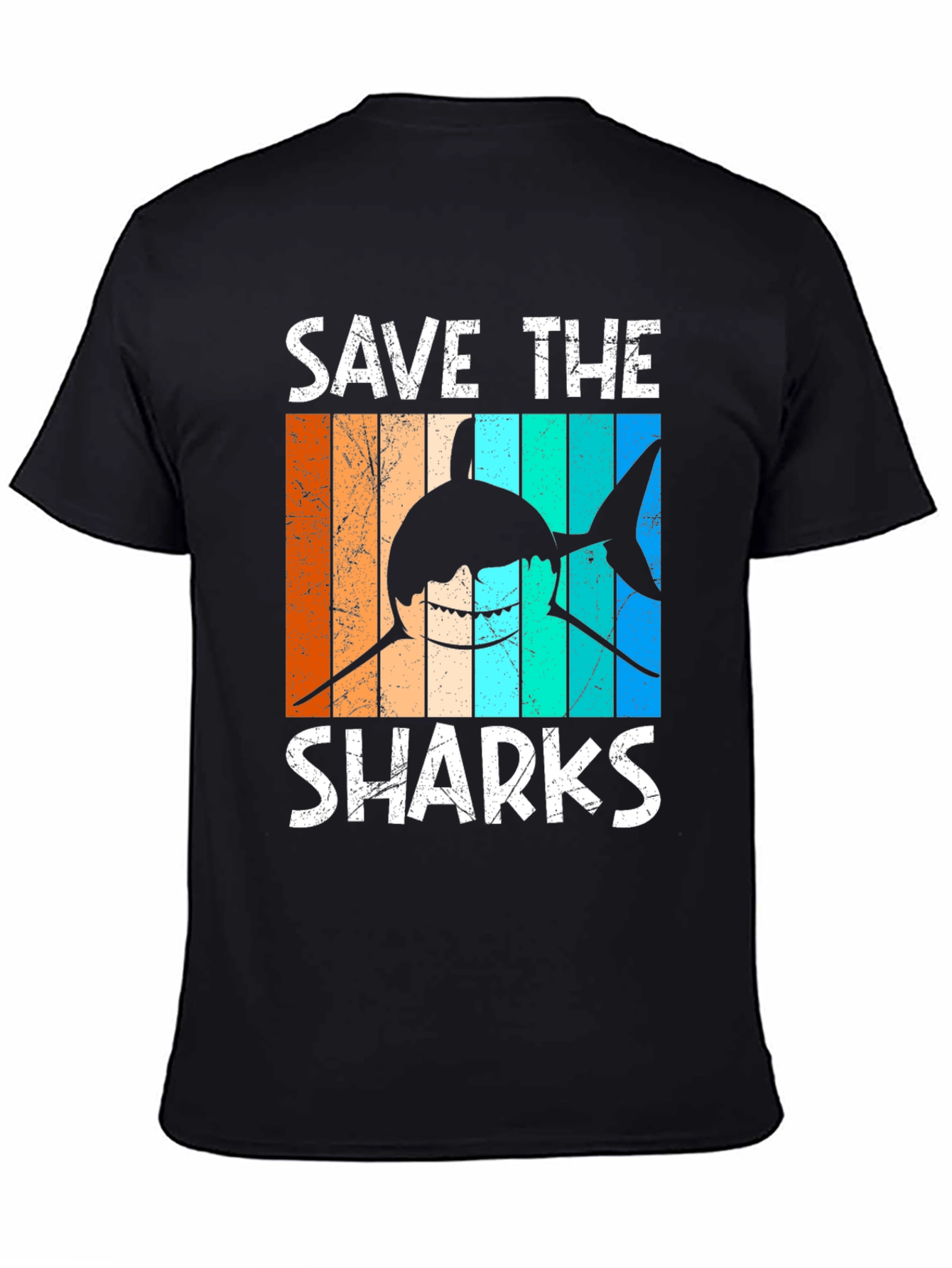 Black Save the Sharks Graphic T-Shirt view 4