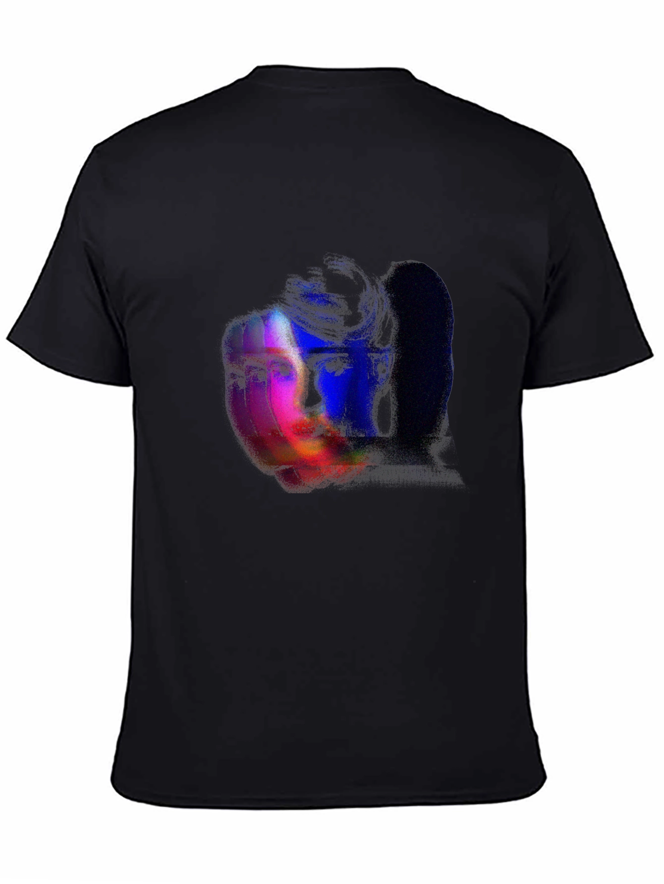 Black Glitch Portrait Graphic Tee - Black view 4
