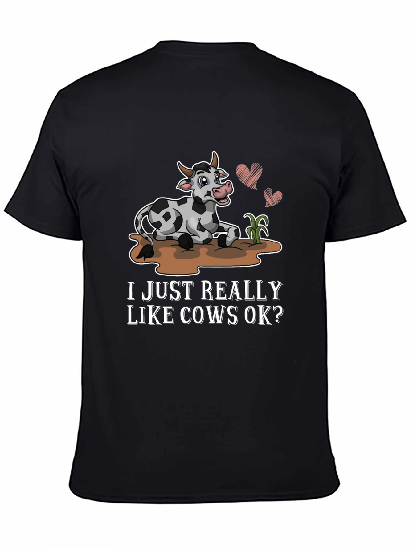 Black I Just Really Like Cows OK? T-Shirt view 4