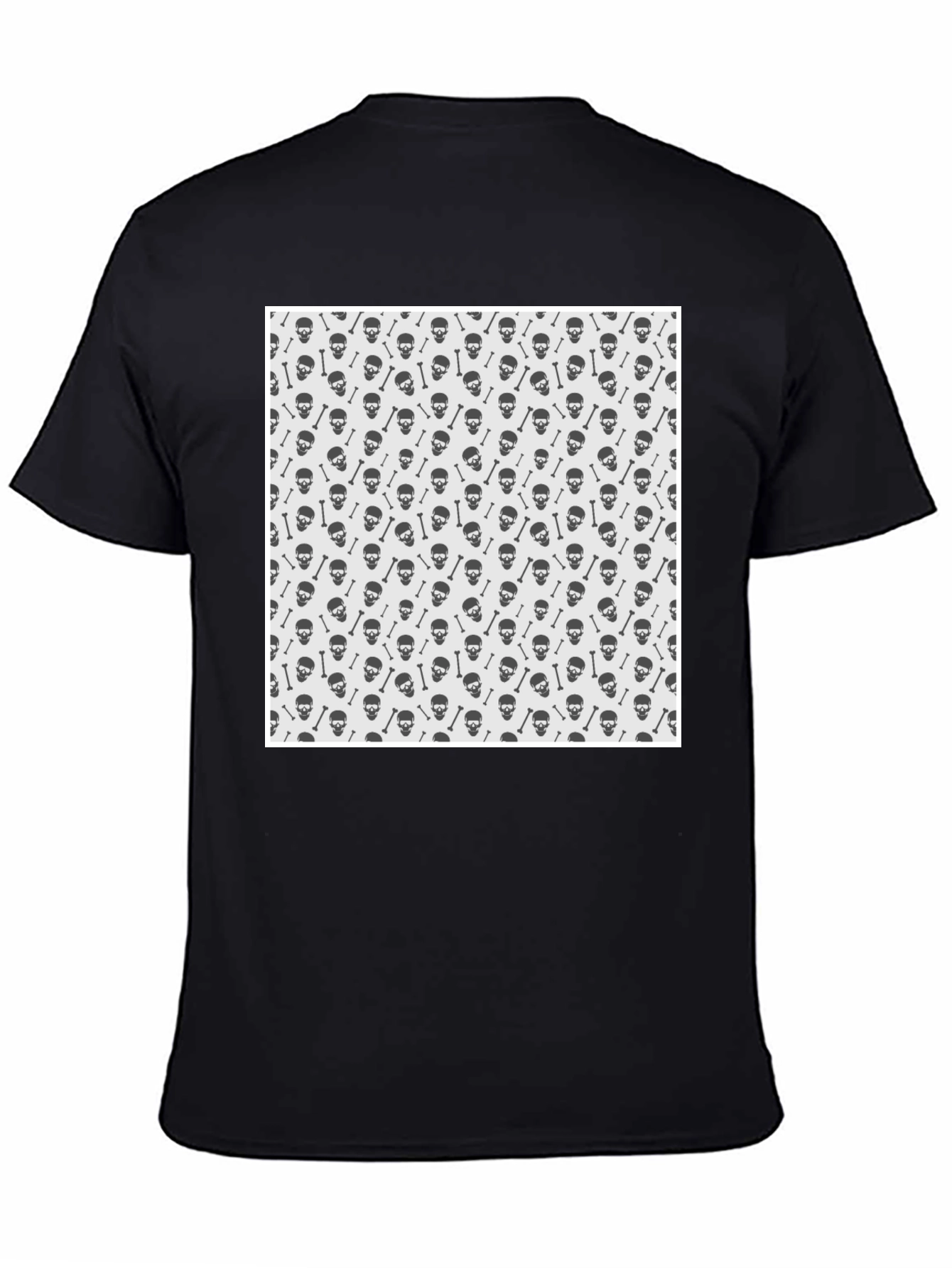 Black Skull & Bones Pattern T-Shirt - Classic Black Tee view 4