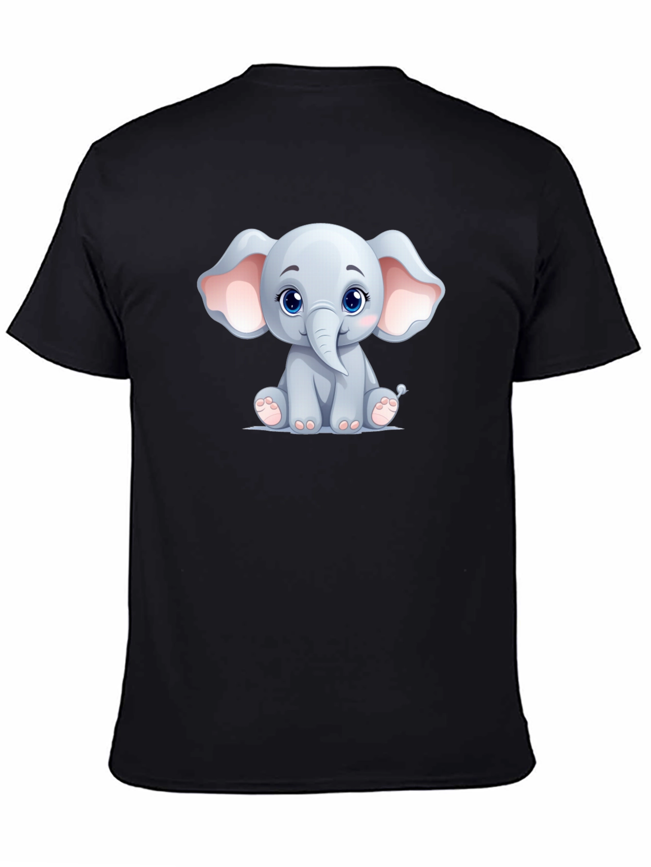 Black Cute Elephant Graphic Tee - Unisex Black T-Shirt view 4