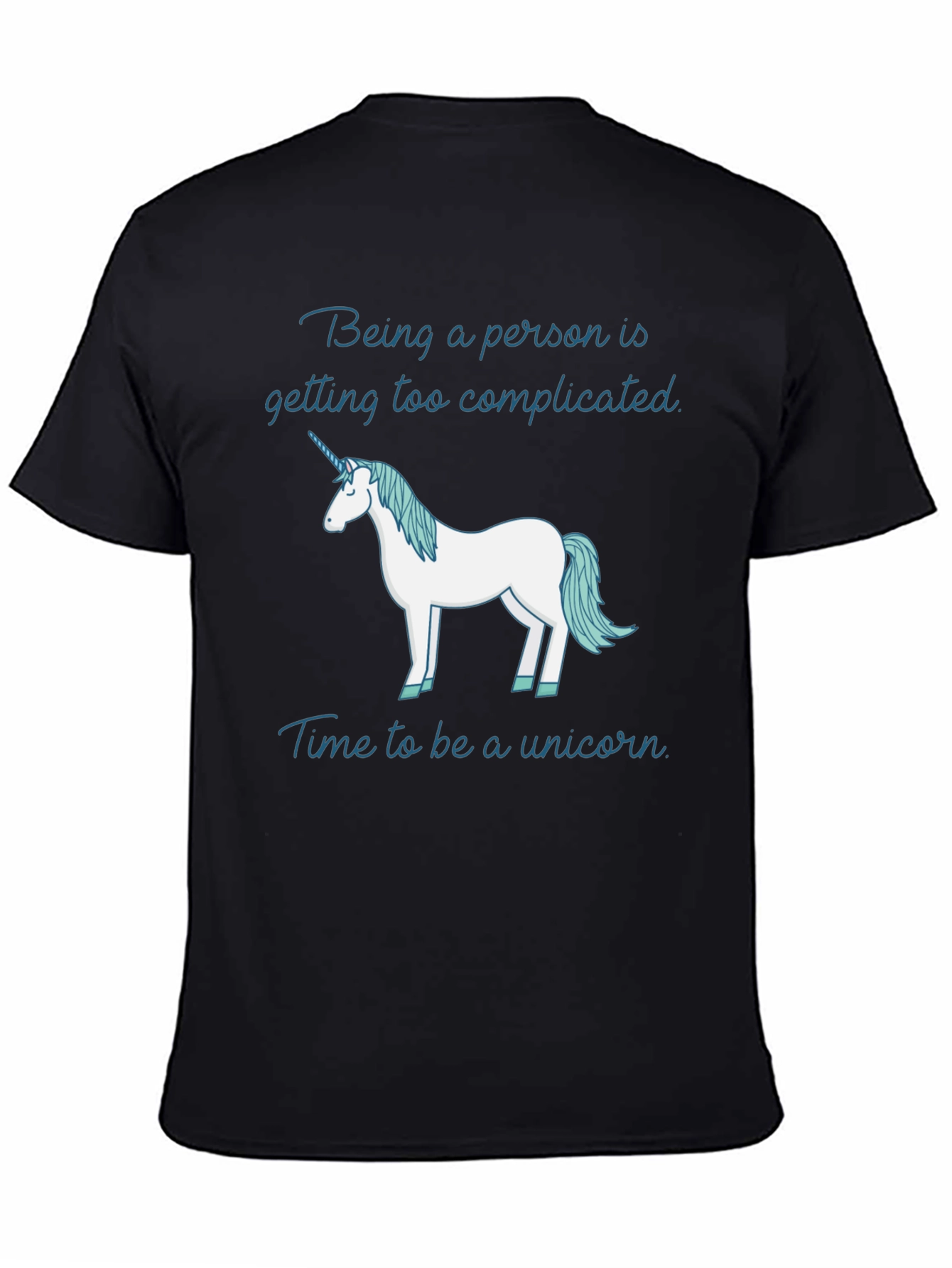 Black Funny Unicorn T-Shirt: Being a Person is Too Complicated view 4