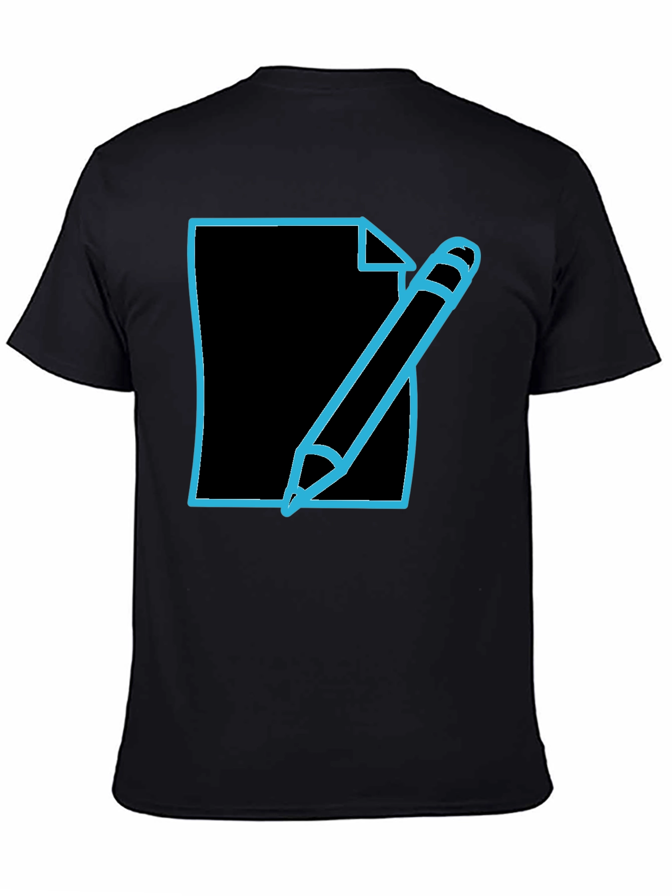 Black Write On! Men's Black T-Shirt with Pen & Paper Graphic view 4