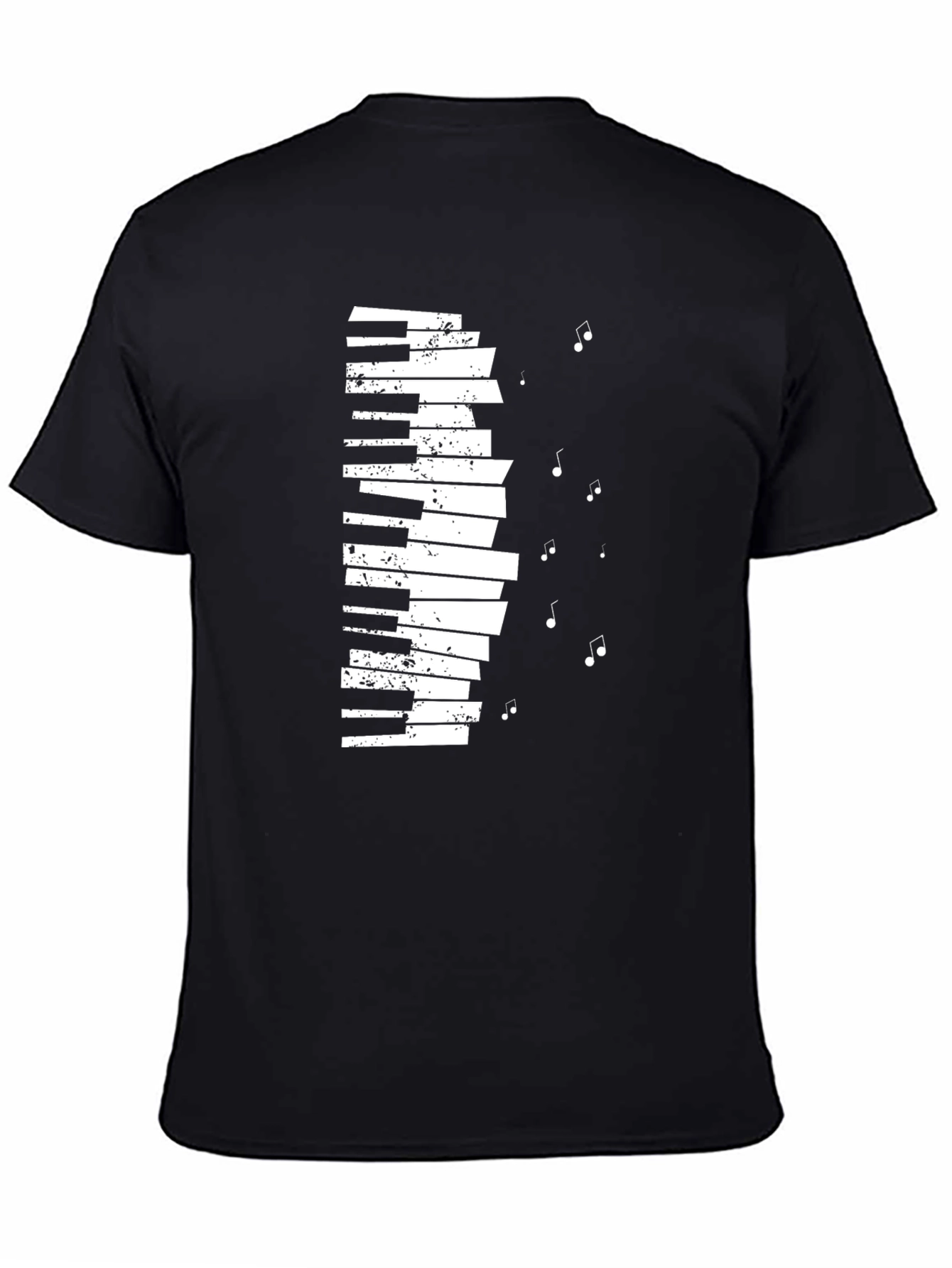 Black Piano Keys Musical Notes Graphic Tee view 4