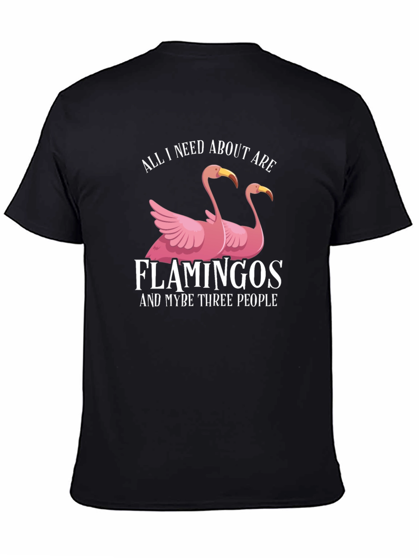 Black Funny Flamingo T-Shirt: All I Need Is Flamingos view 4