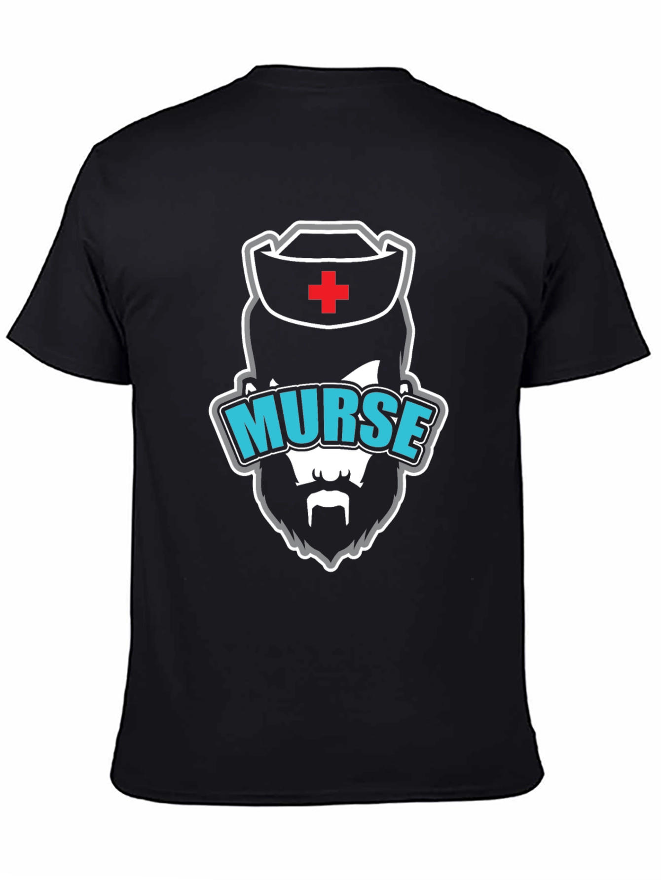 Black Murse T-Shirt - Bearded Nurse Graphic Tee view 4