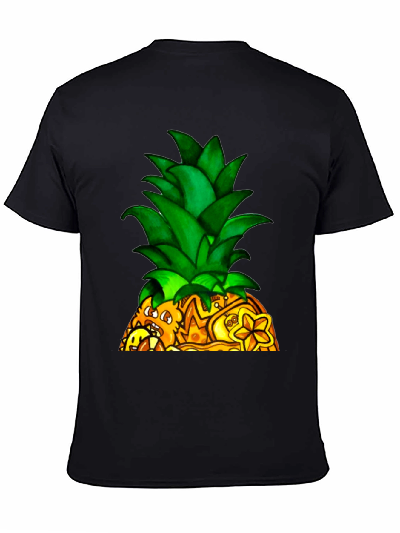 Black Novelty Pineapple Graphic Black T-Shirt view 4