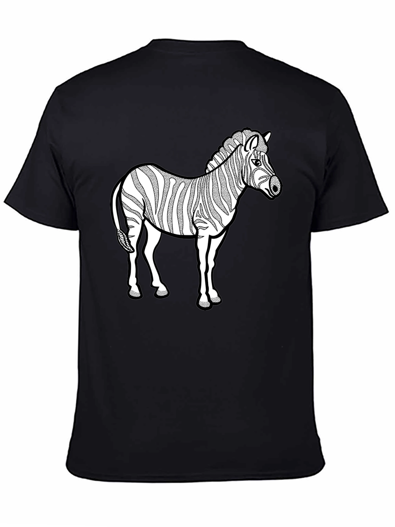 Black Zebra Graphic Print T-Shirt - Black view 4