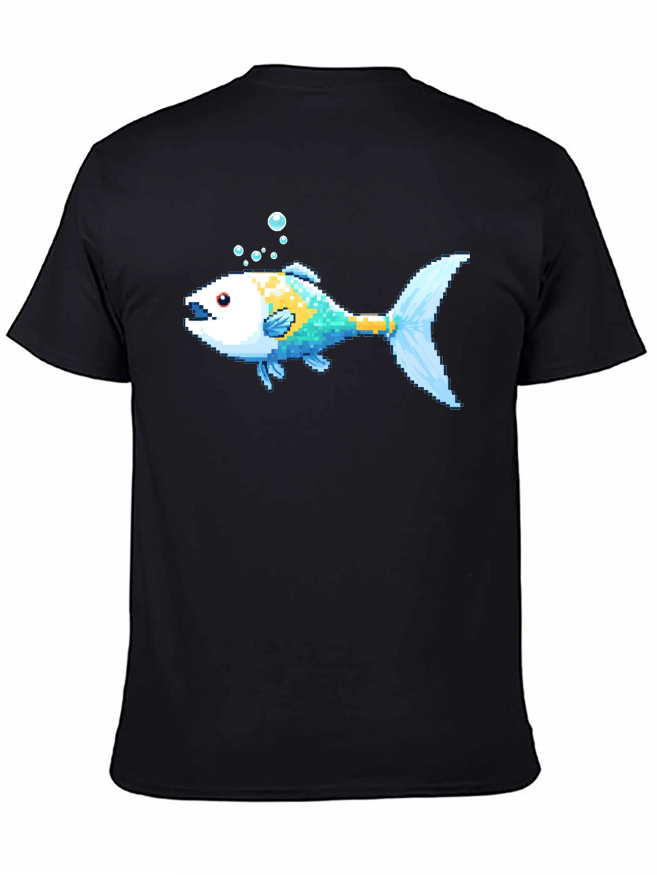 Pixel Fish Black T-Shirt - Retro Gaming Style - 4