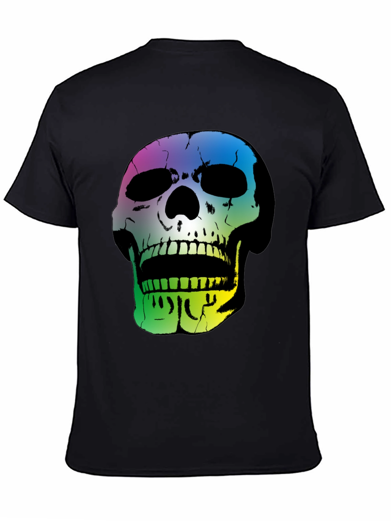 Black Rainbow Skull Graphic Black T-Shirt view 4