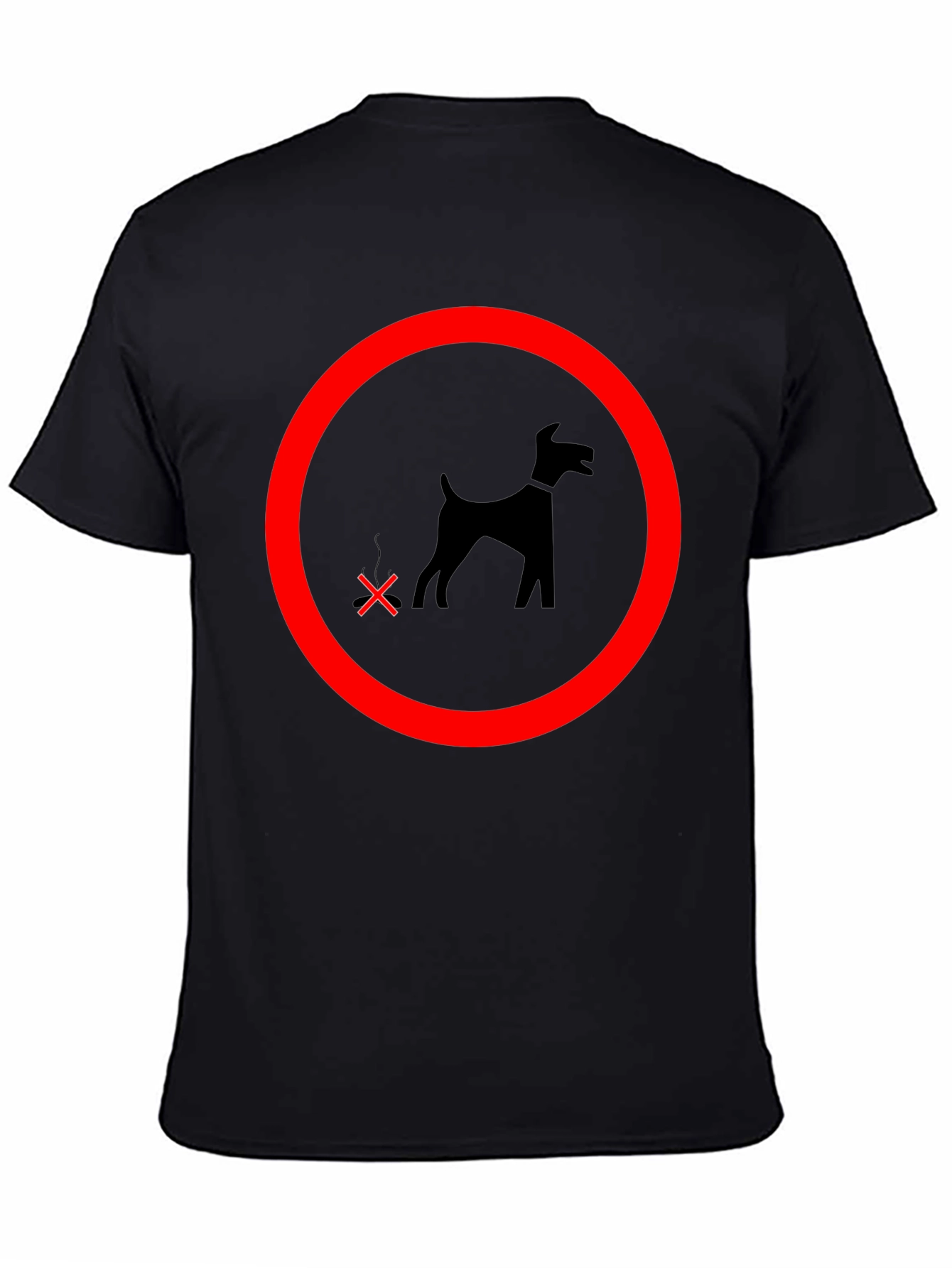 Black Funny No Dog Pooping T-Shirt view 4