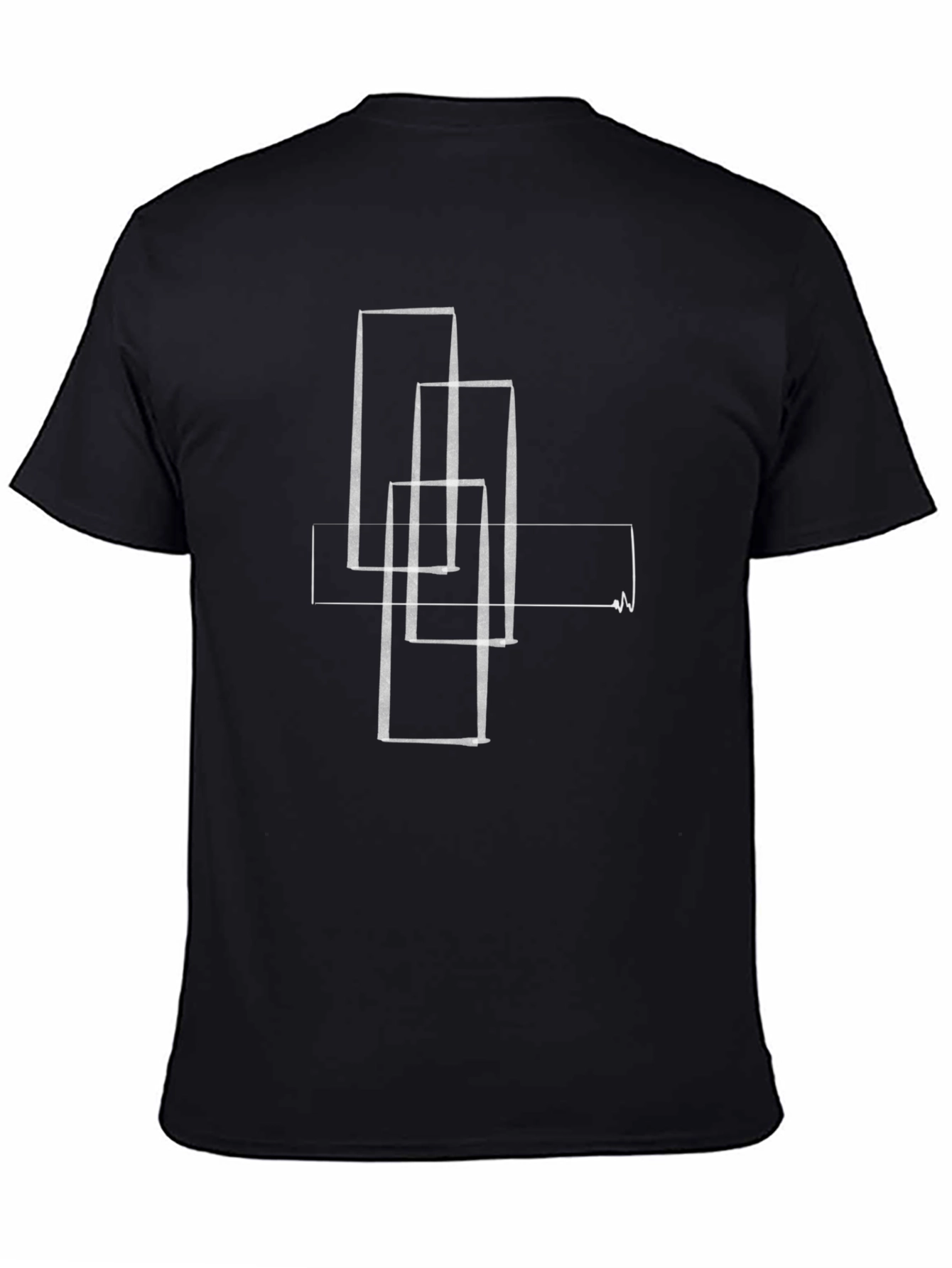 Black Abstract Geometric Line Art T-Shirt view 4