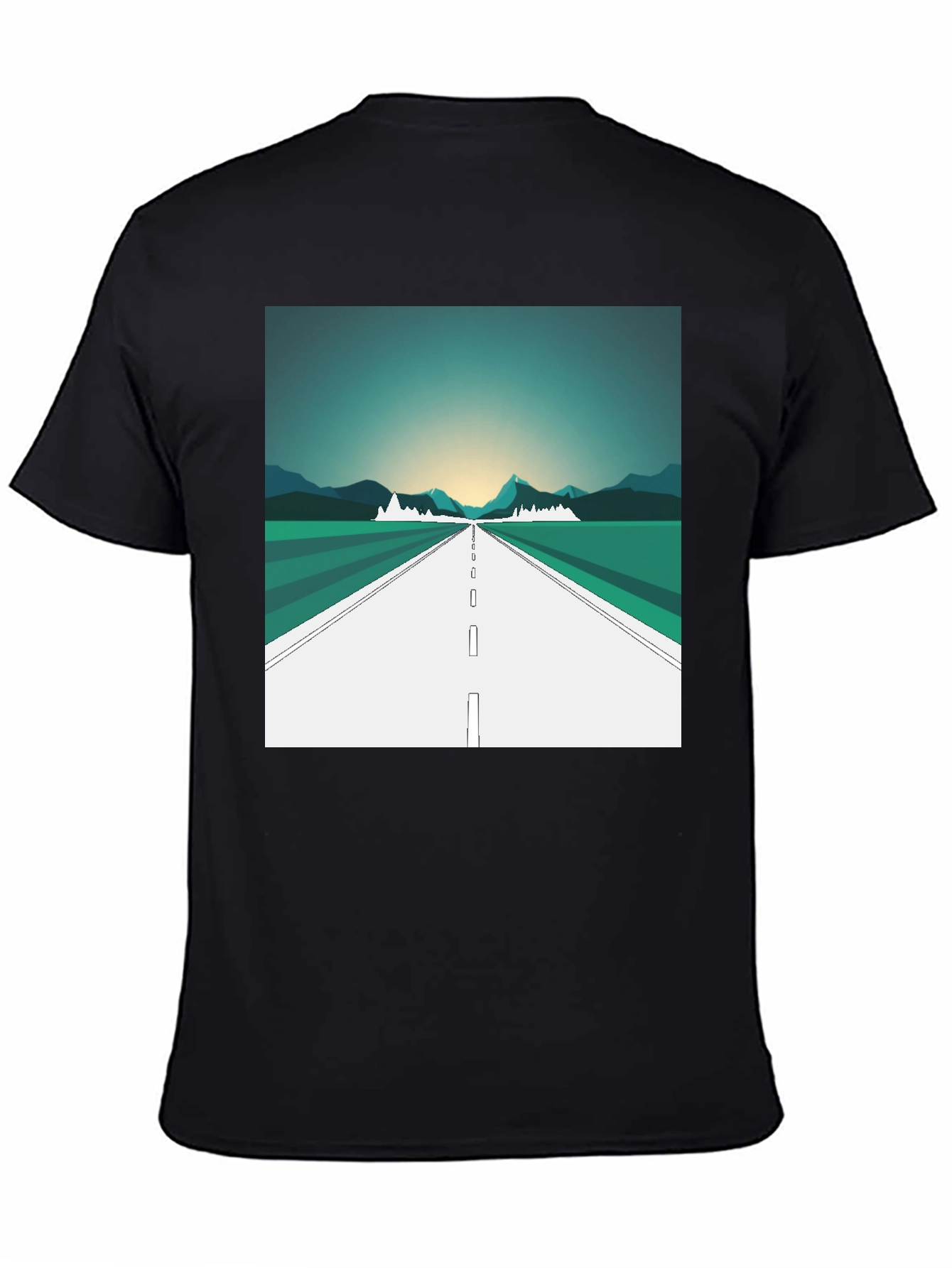Black Road Trip Graphic Tee - Black Cotton T-Shirt view 4