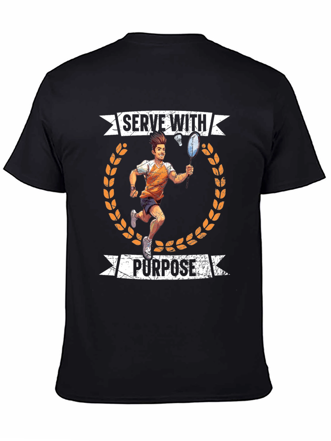 Black Serve With Purpose Badminton Graphic T-Shirt view 4