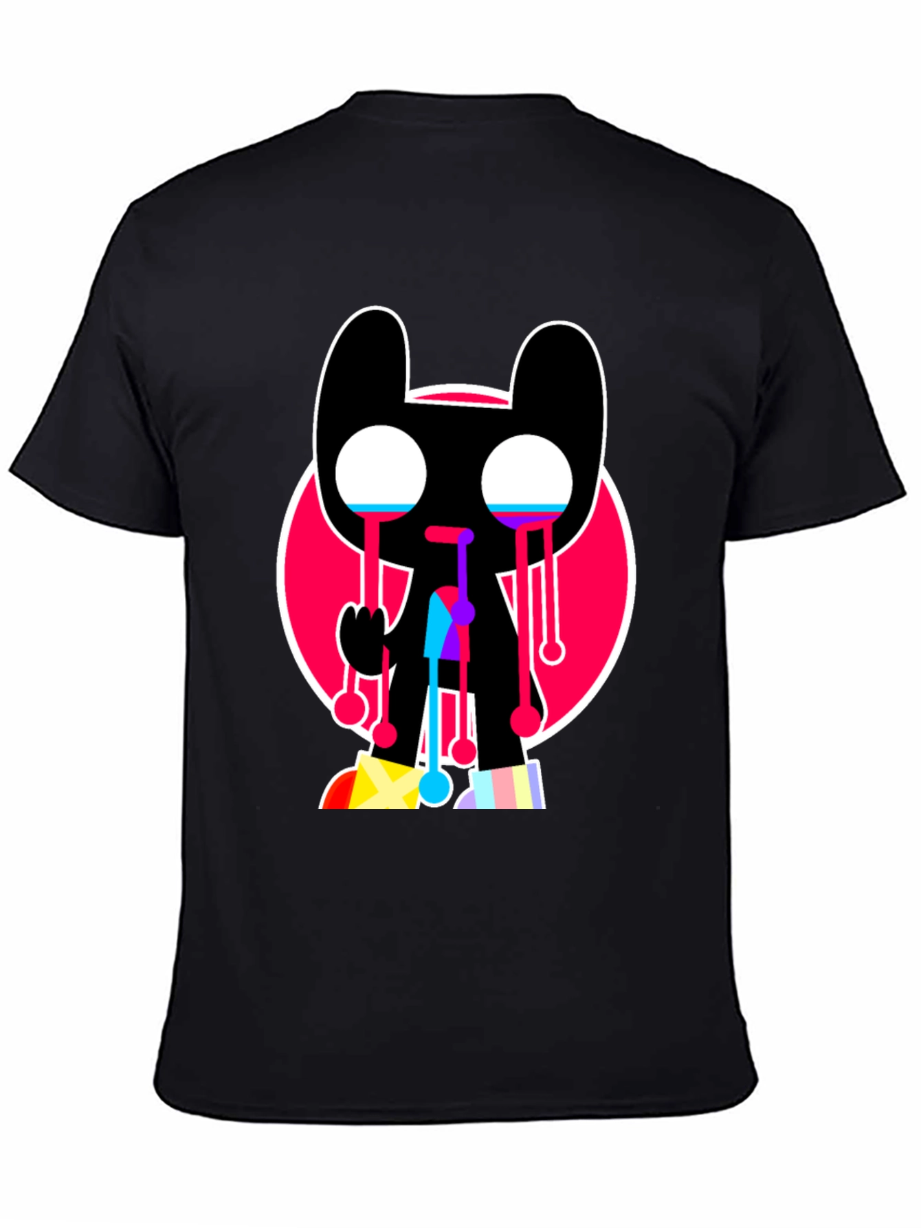 Black Trendy Crying Graphic Tee - Black view 4