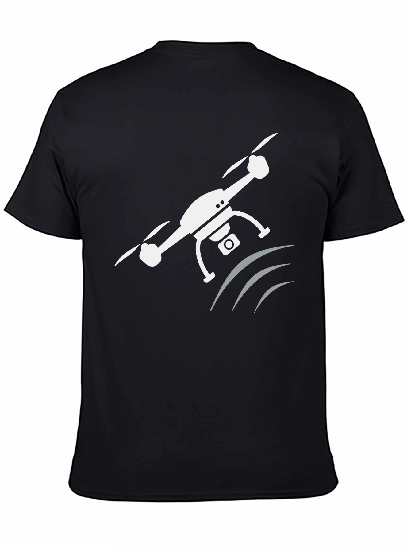 Black Drone Graphic T-Shirt - Modern Crew Neck Tee view 4