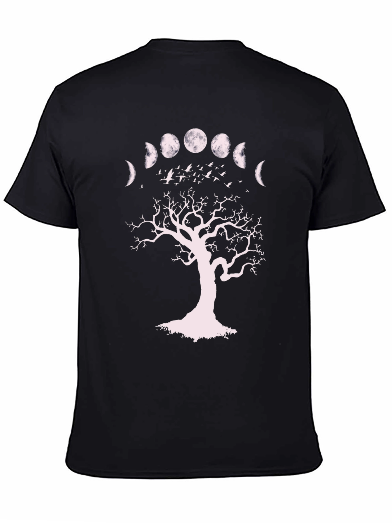 Black Moon Phases Tree Graphic Tee - Unisex Black T-Shirt view 4