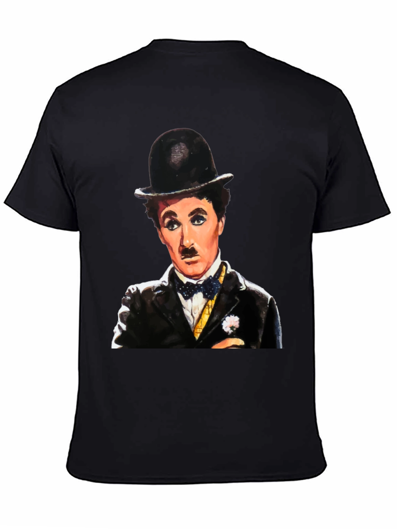 Black Charlie Chaplin Graphic Tee - Classic Film Icon T-Shirt view 4