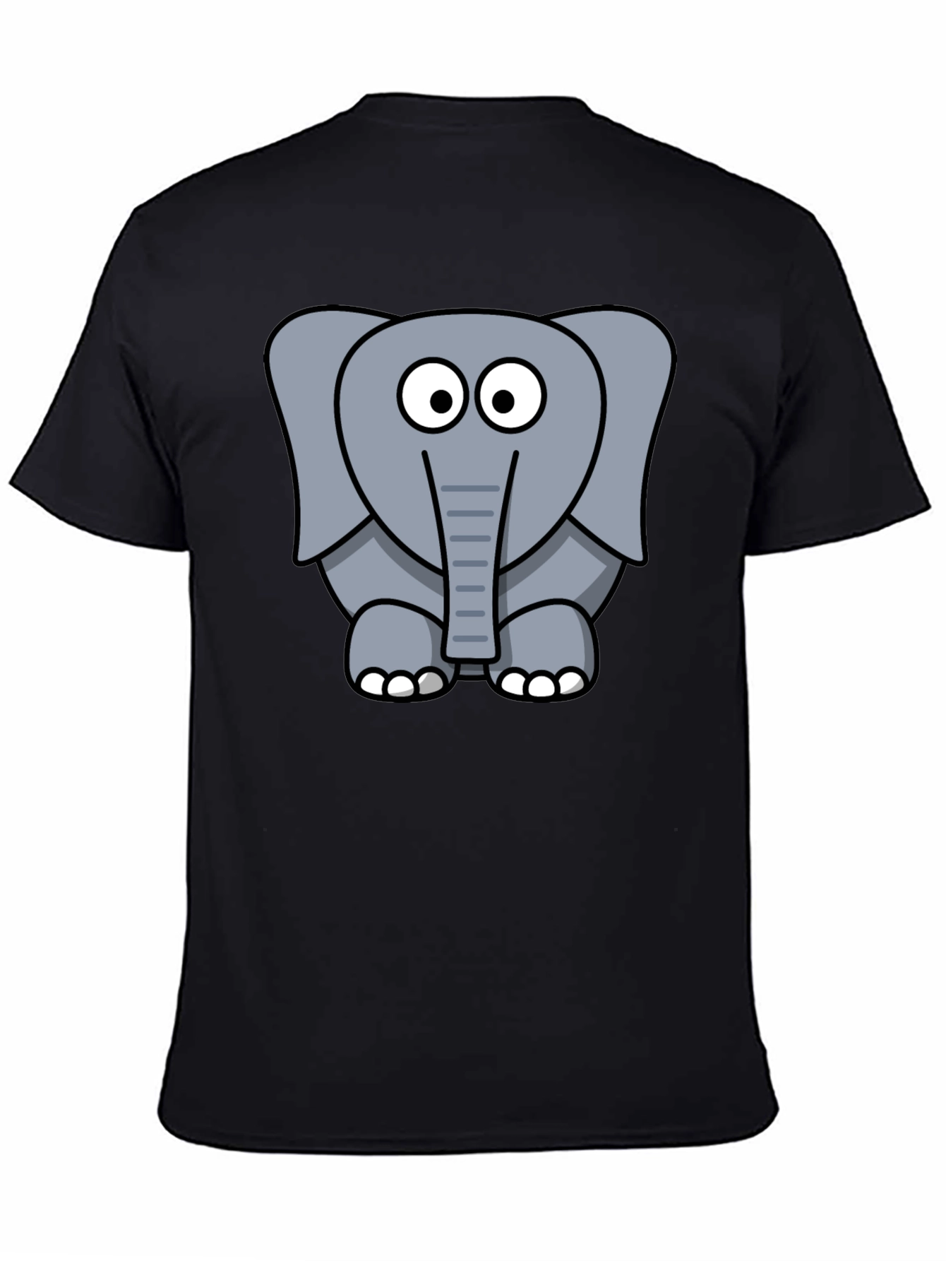 Cartoon Elephant Graphic Black T-Shirt - 4