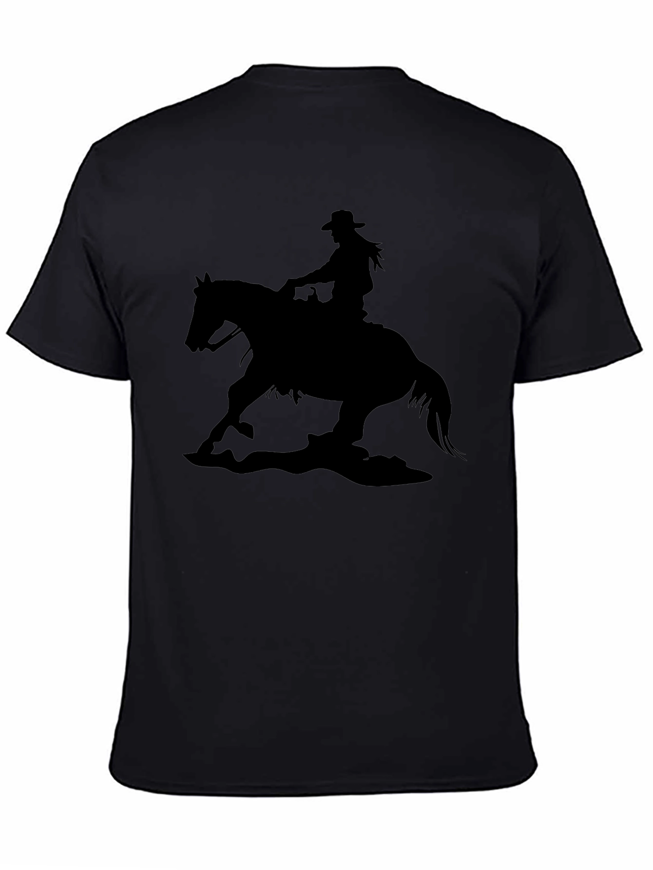 Black Cowgirl Horse Silhouette Black T-Shirt view 4
