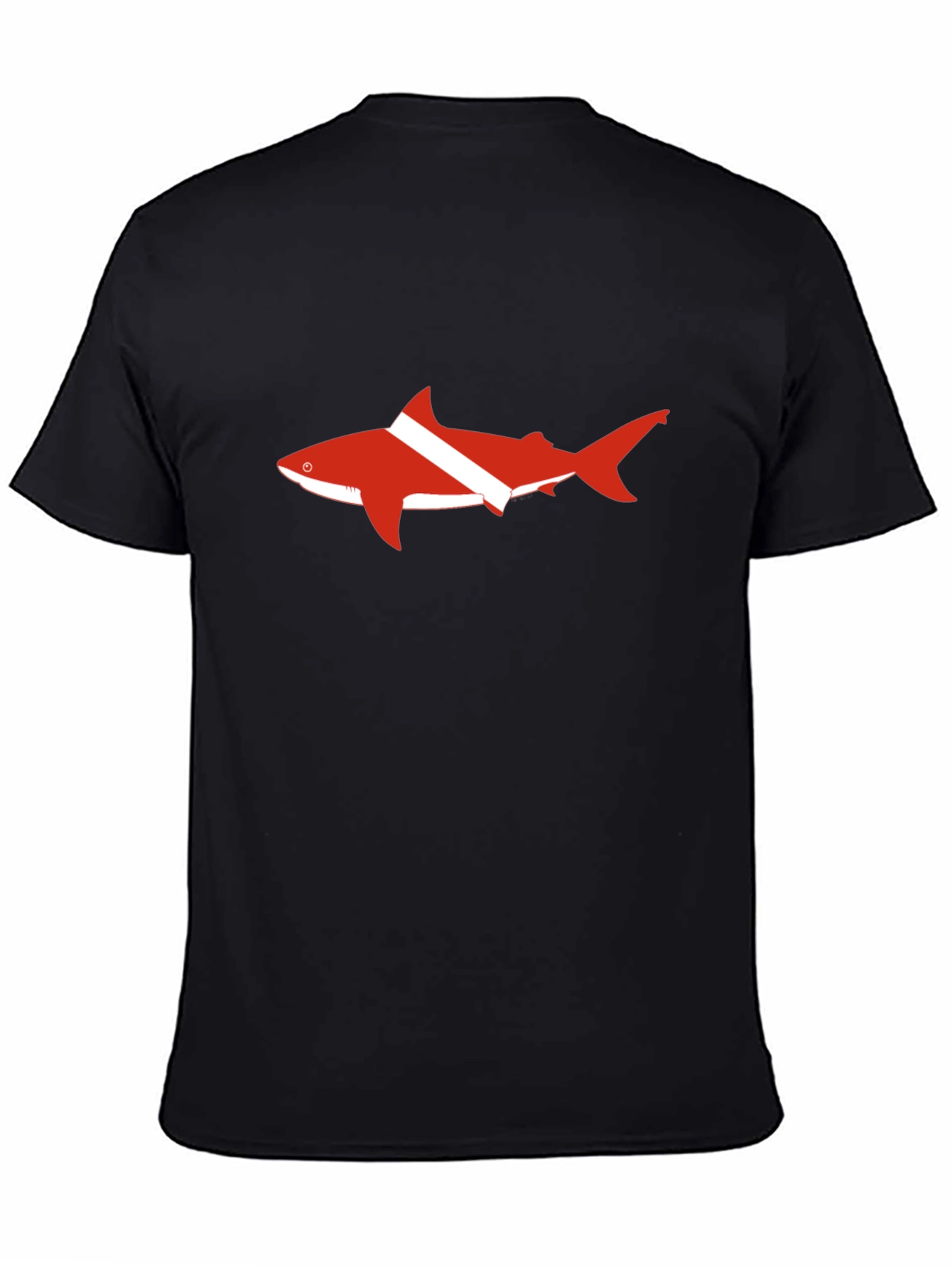 Black Diver Shark T-Shirt - Black Cotton Tee view 4