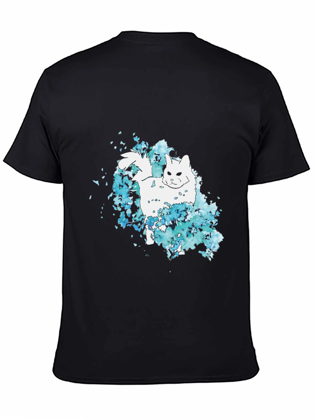 Black Cat Watercolor Black T-Shirt view 4