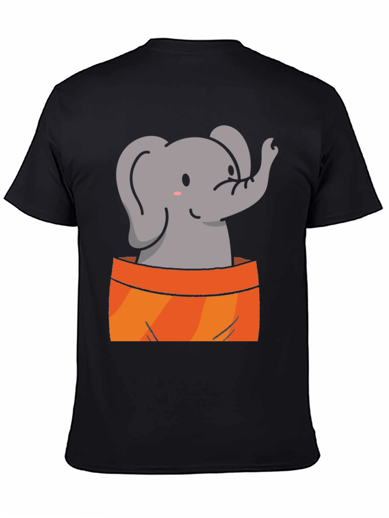 Black Cute Elephant Graphic Tee - Soft Black Cotton Shirt view 4