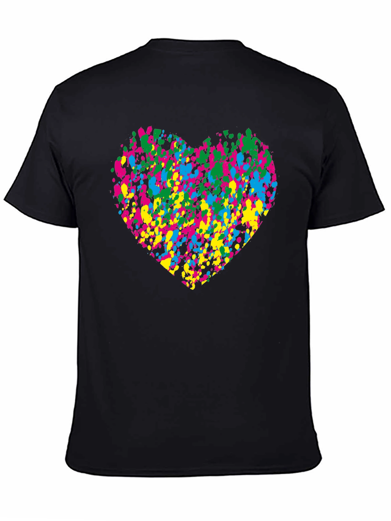 Black Heart Splatter Black T-Shirt Funky Style view 4