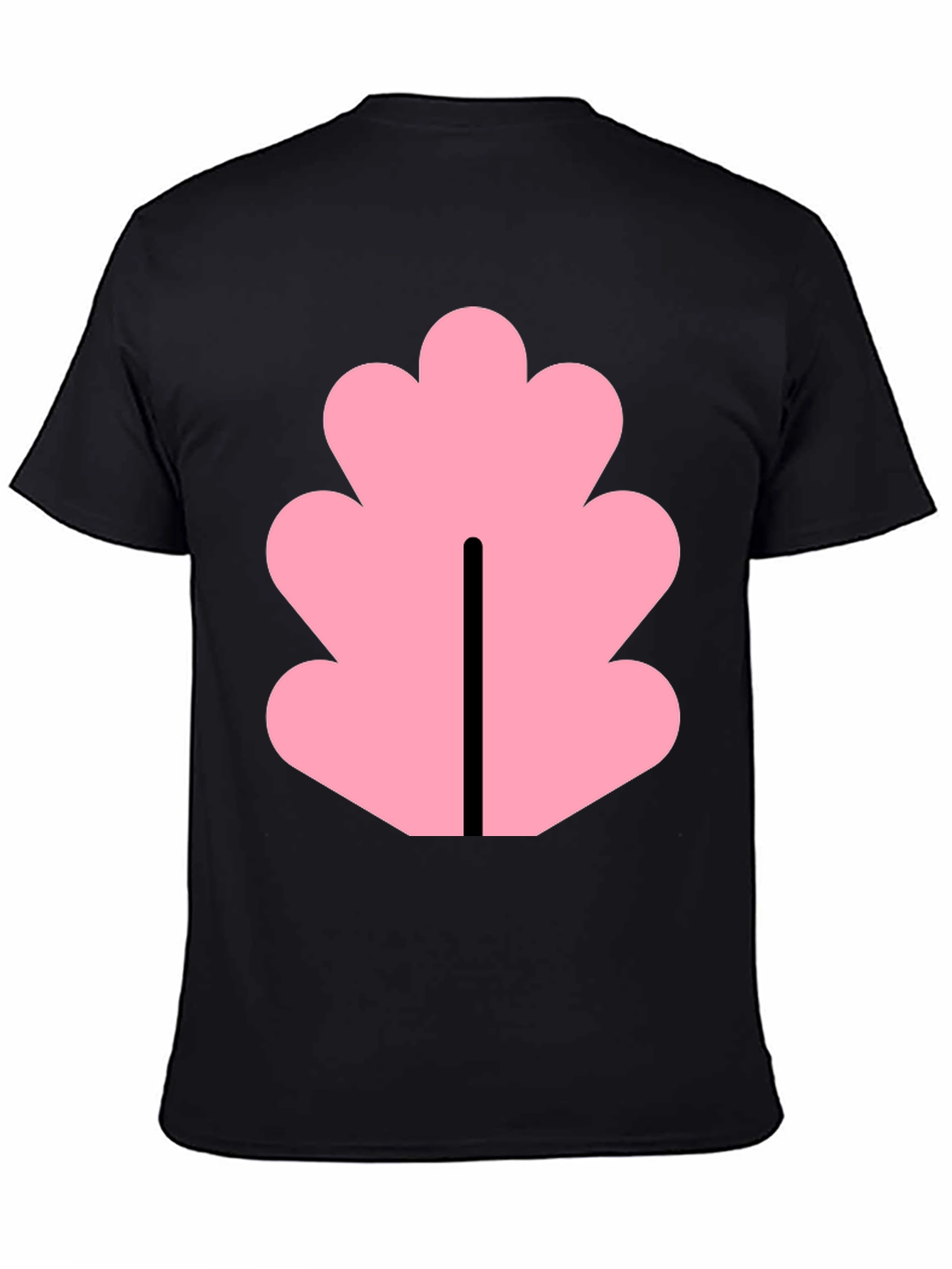 Black Black T-Shirt with Pink Leaf Design view 4