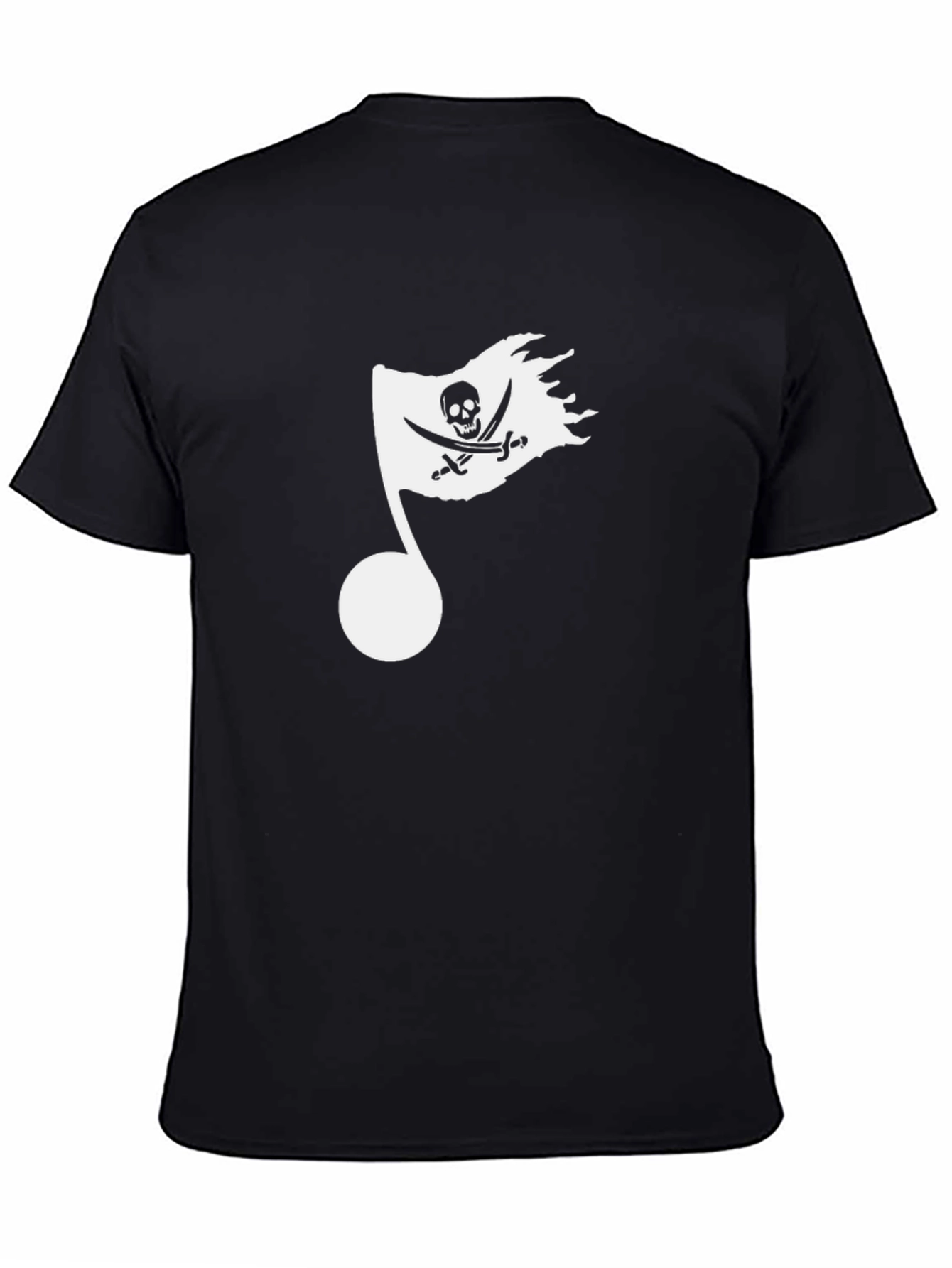 Black Pirate Flag Music Note Graphic Tee - Black view 4