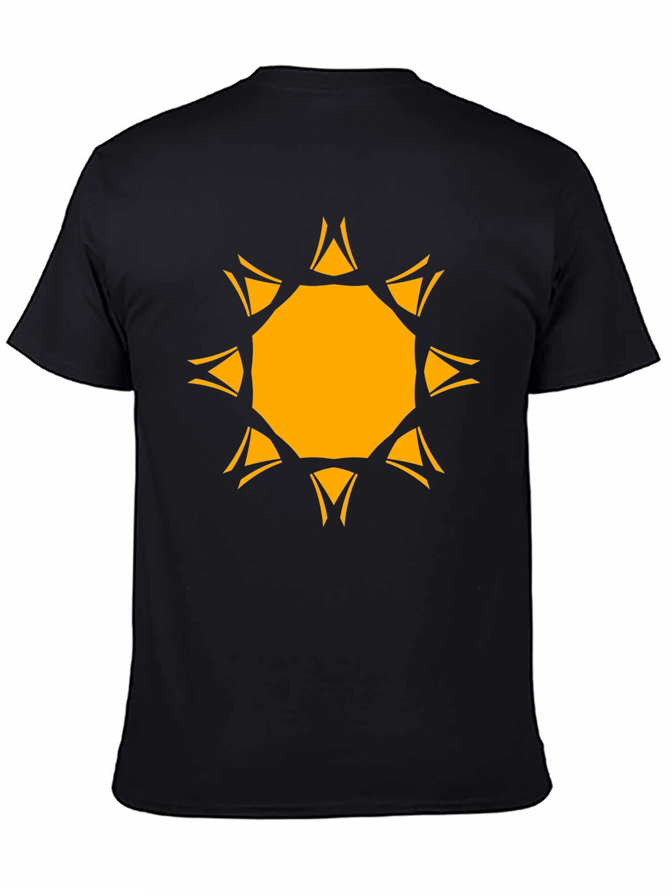 Black Geometric Sunburst Graphic Tee - Black Cotton Blend view 4