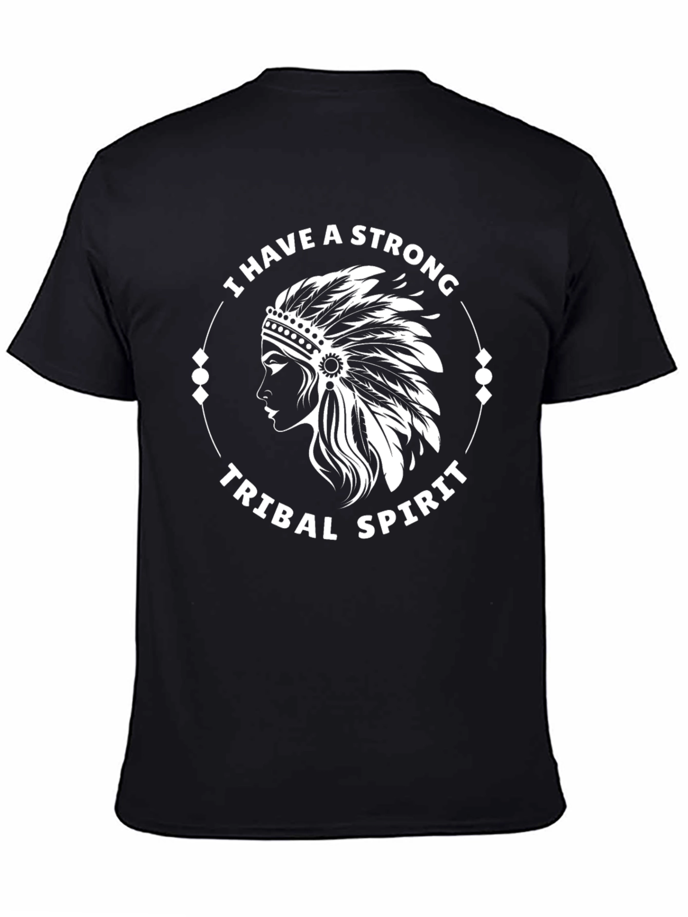 Black Strong Tribal Spirit Graphic Tee - Black Cotton Blend view 4